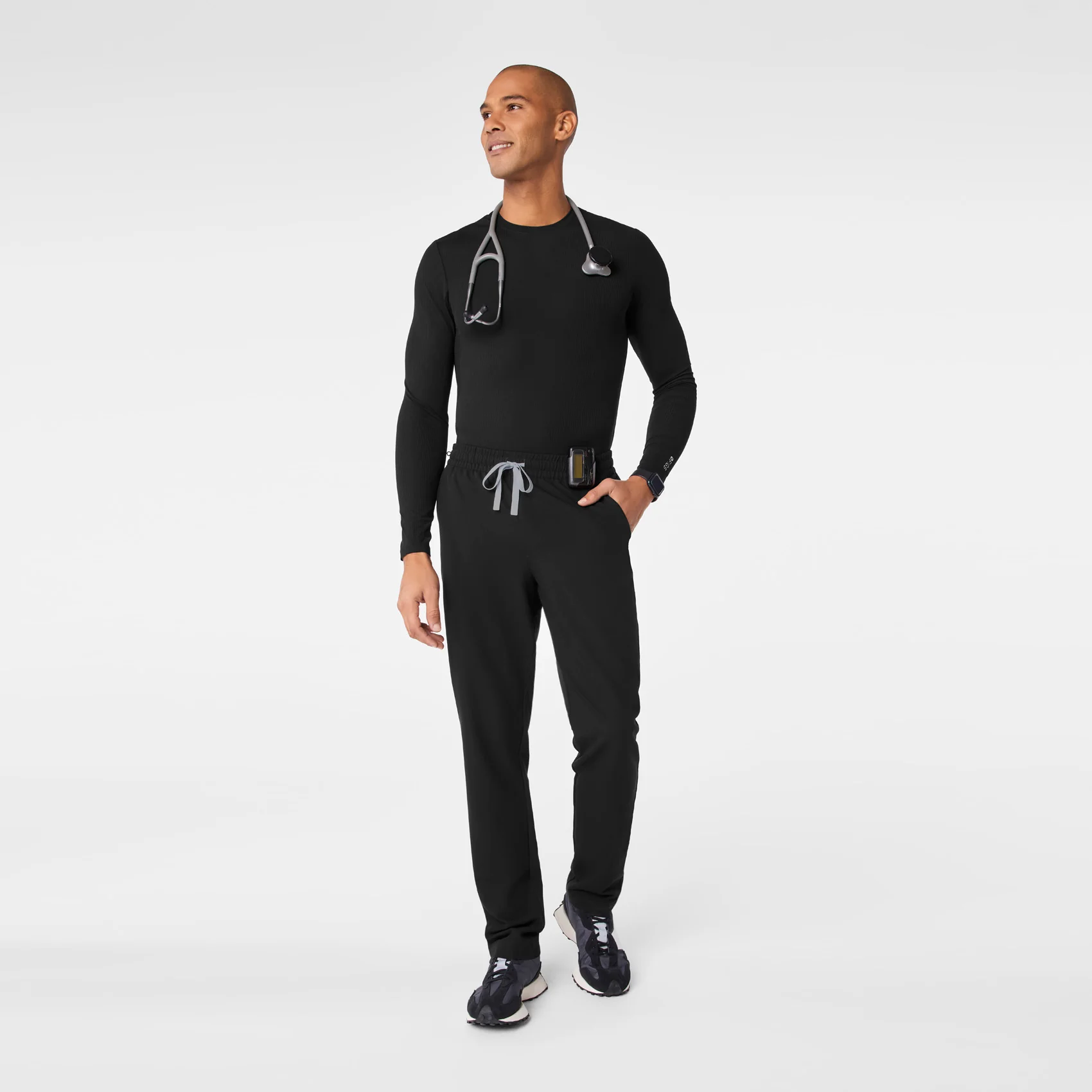 men's Black Ribbed - Longsleeve Underscrub - Image 3