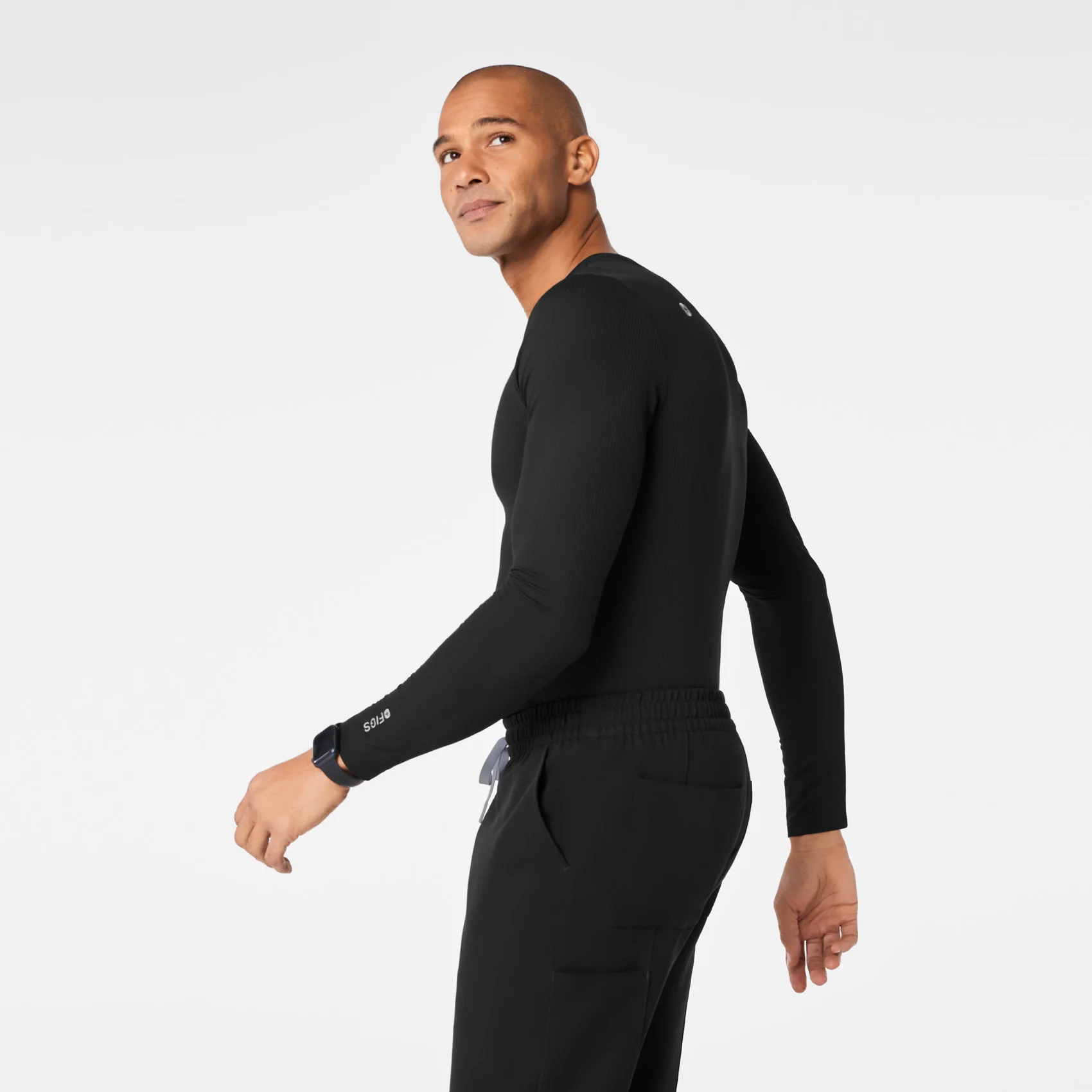 men's Black Ribbed - Longsleeve Underscrub - Image 4