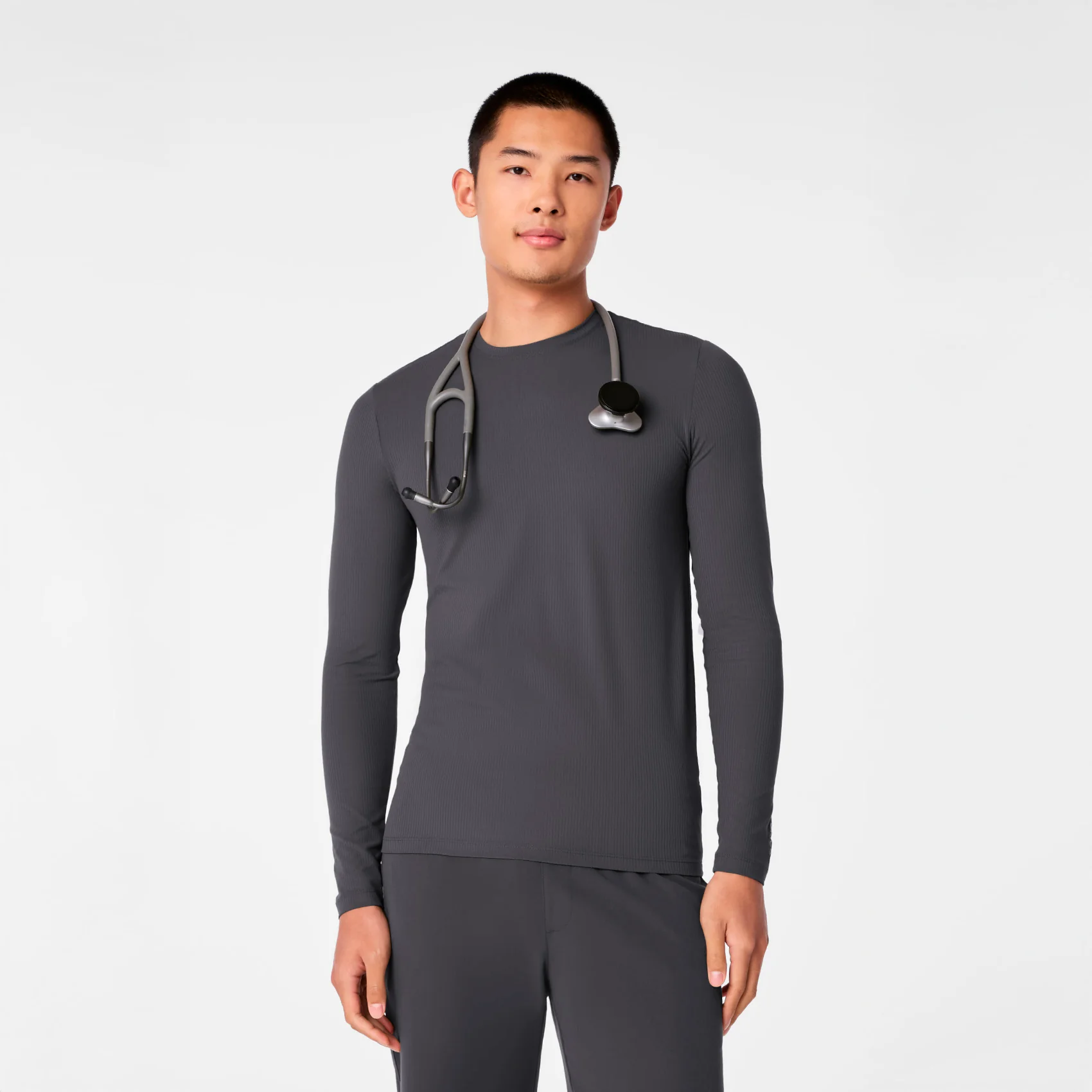men's Charcoal Ribbed - Longsleeve Underscrub