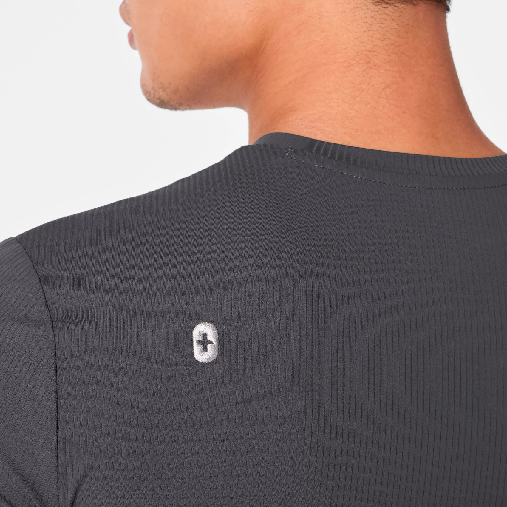 men's Charcoal Ribbed - Longsleeve Underscrub - Image 2