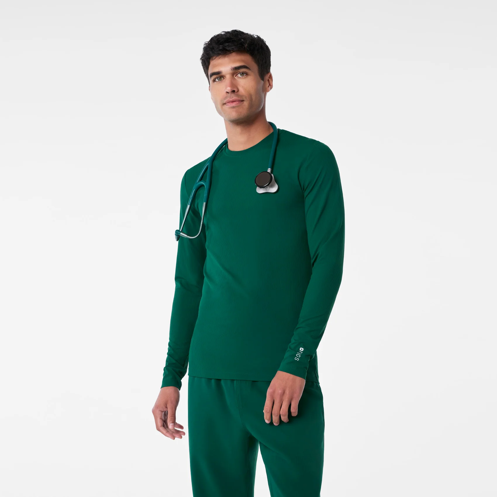 men's Forest Green Ribbed - Longsleeve Underscrub