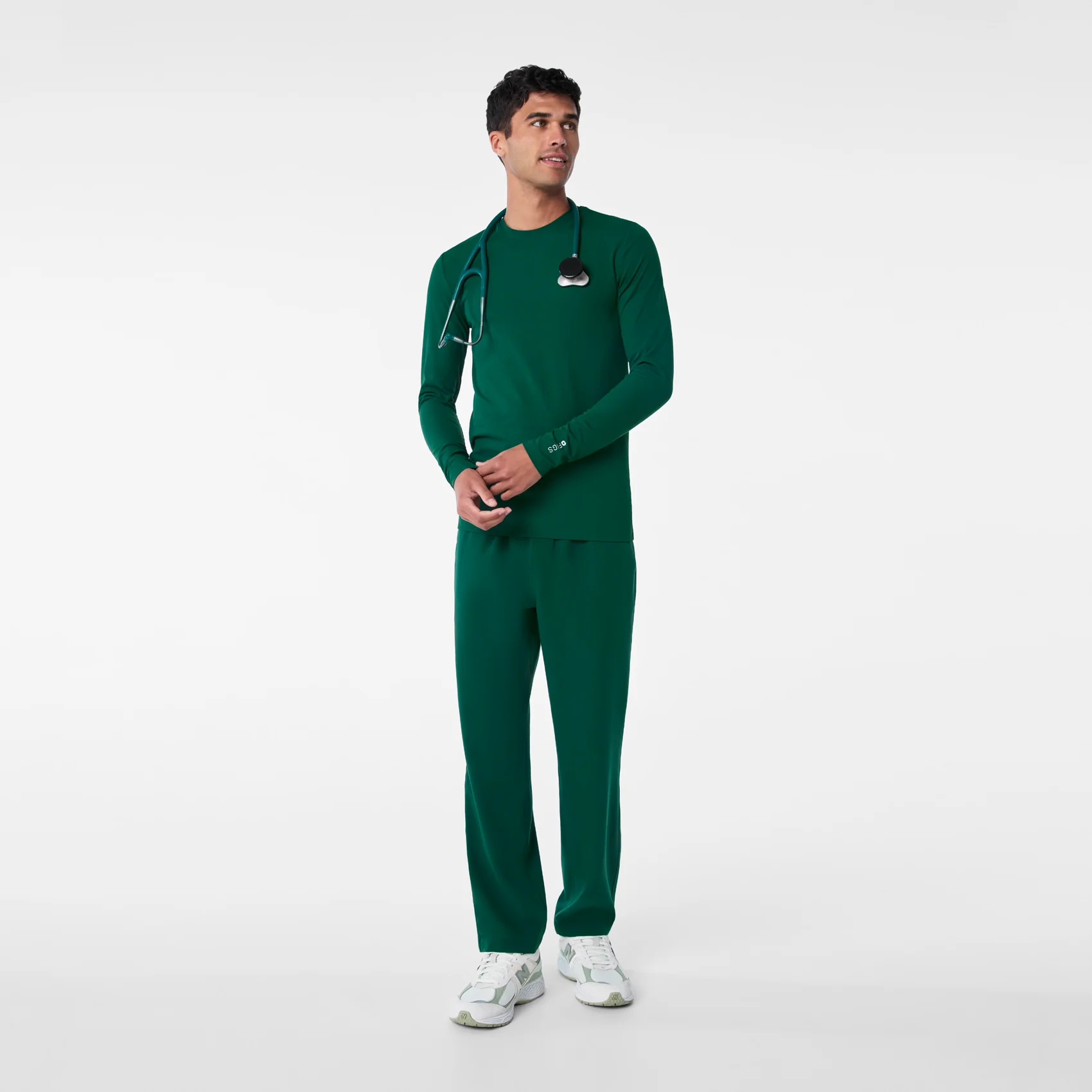 men's Forest Green Ribbed - Longsleeve Underscrub - Image 2