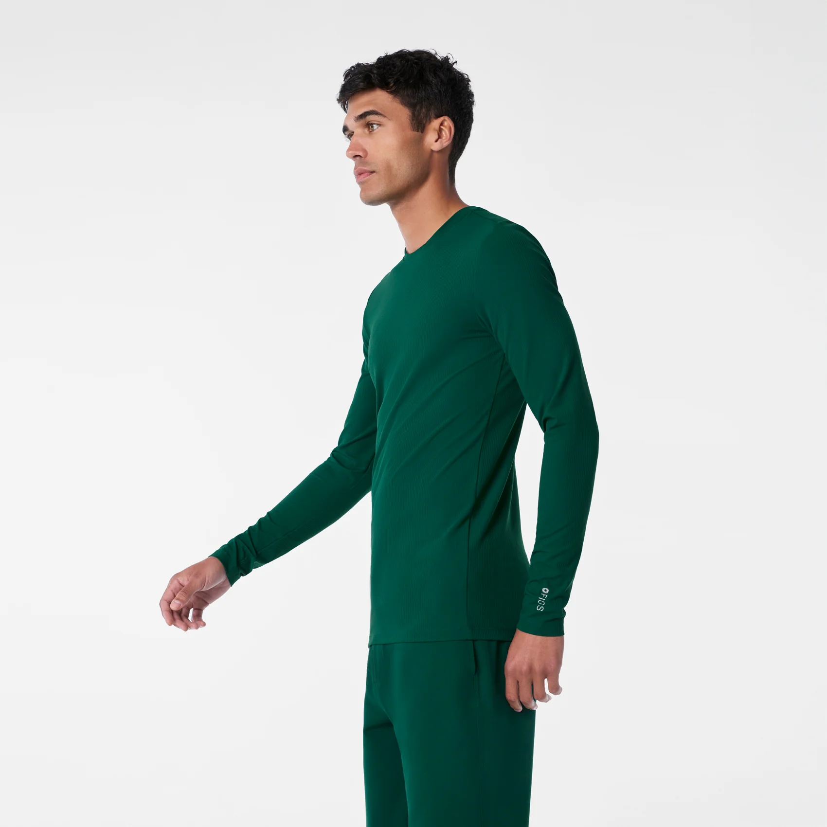 men's Forest Green Ribbed - Longsleeve Underscrub - Image 3