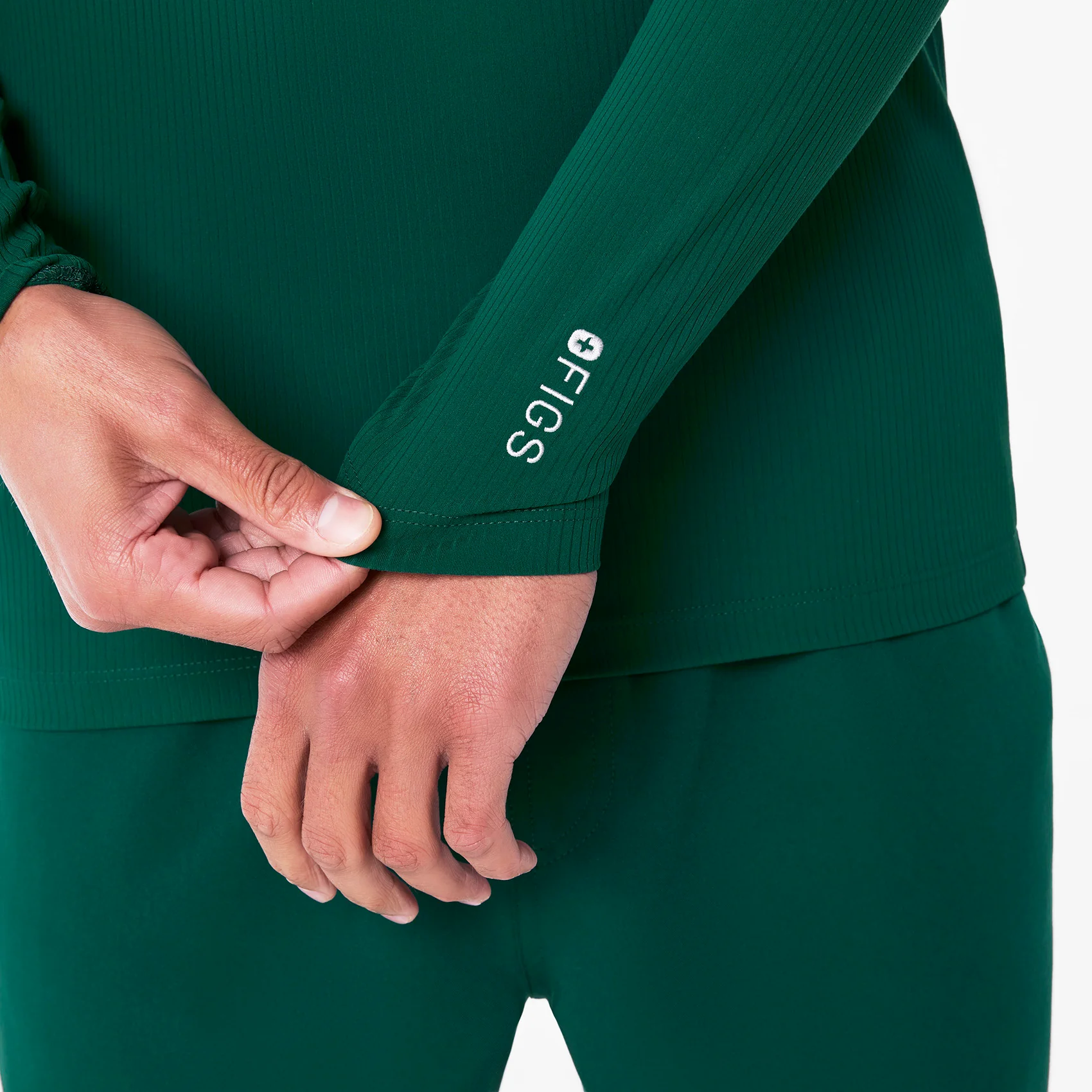 men's Forest Green Ribbed - Longsleeve Underscrub - Image 7