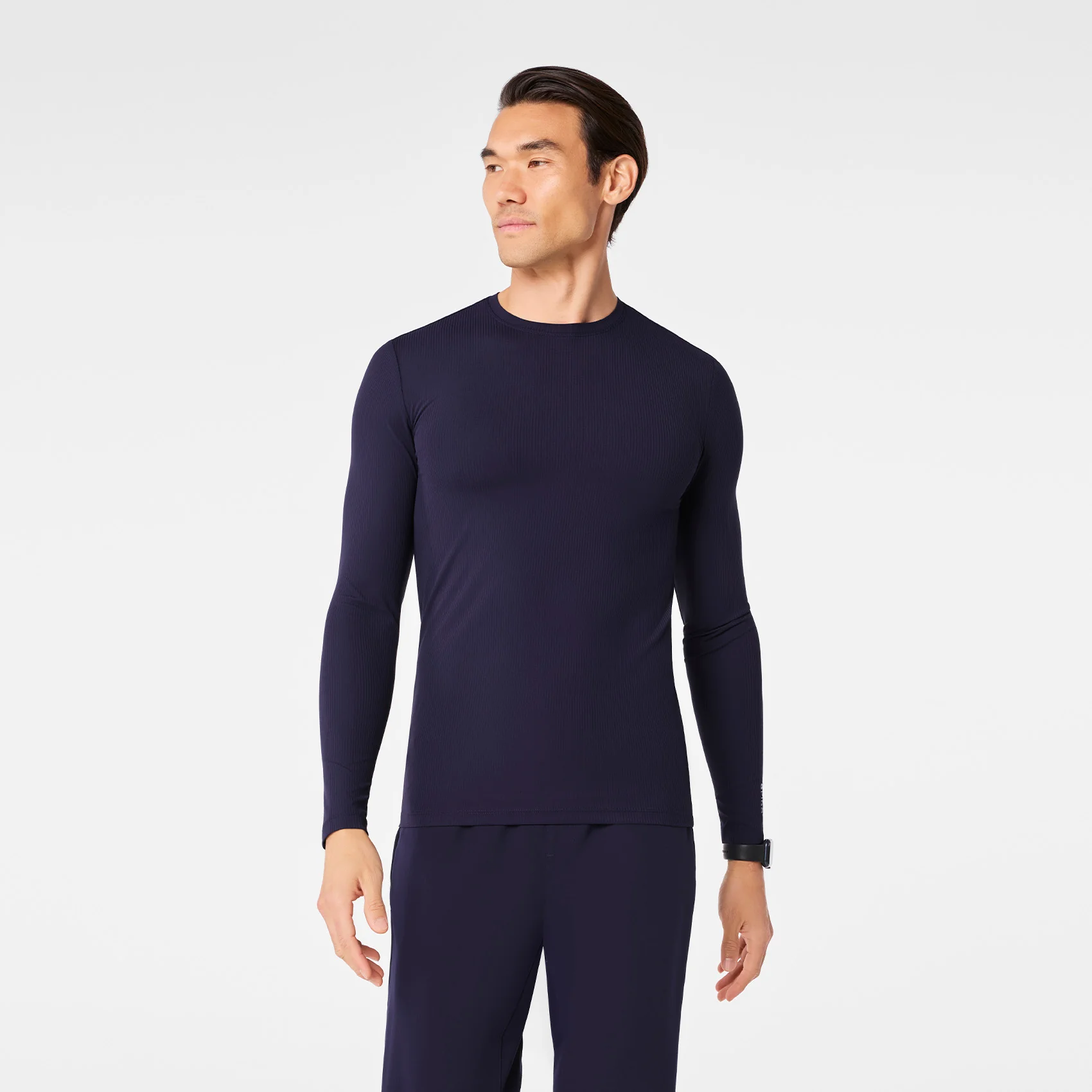 men's Navy Ribbed - Longsleeve Underscrub