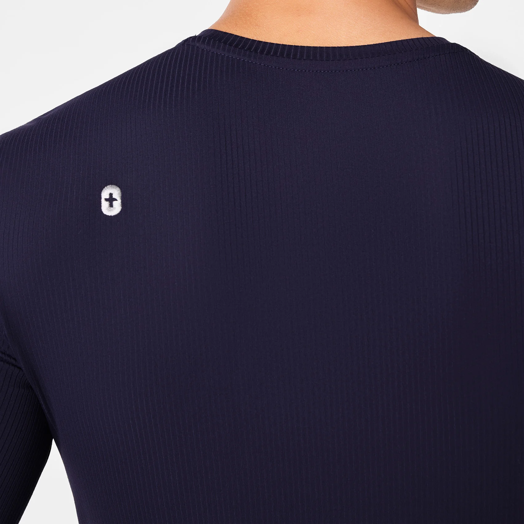 men's Navy Ribbed - Longsleeve Underscrub - Image 2