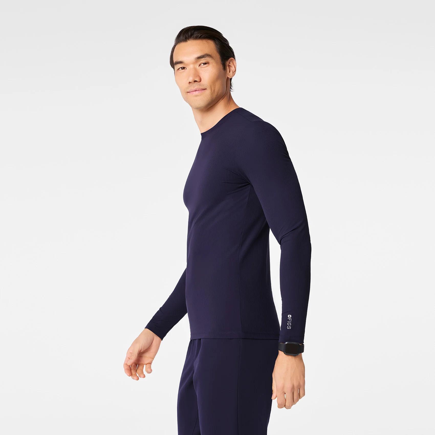 men's Navy Ribbed - Longsleeve Underscrub - Image 4