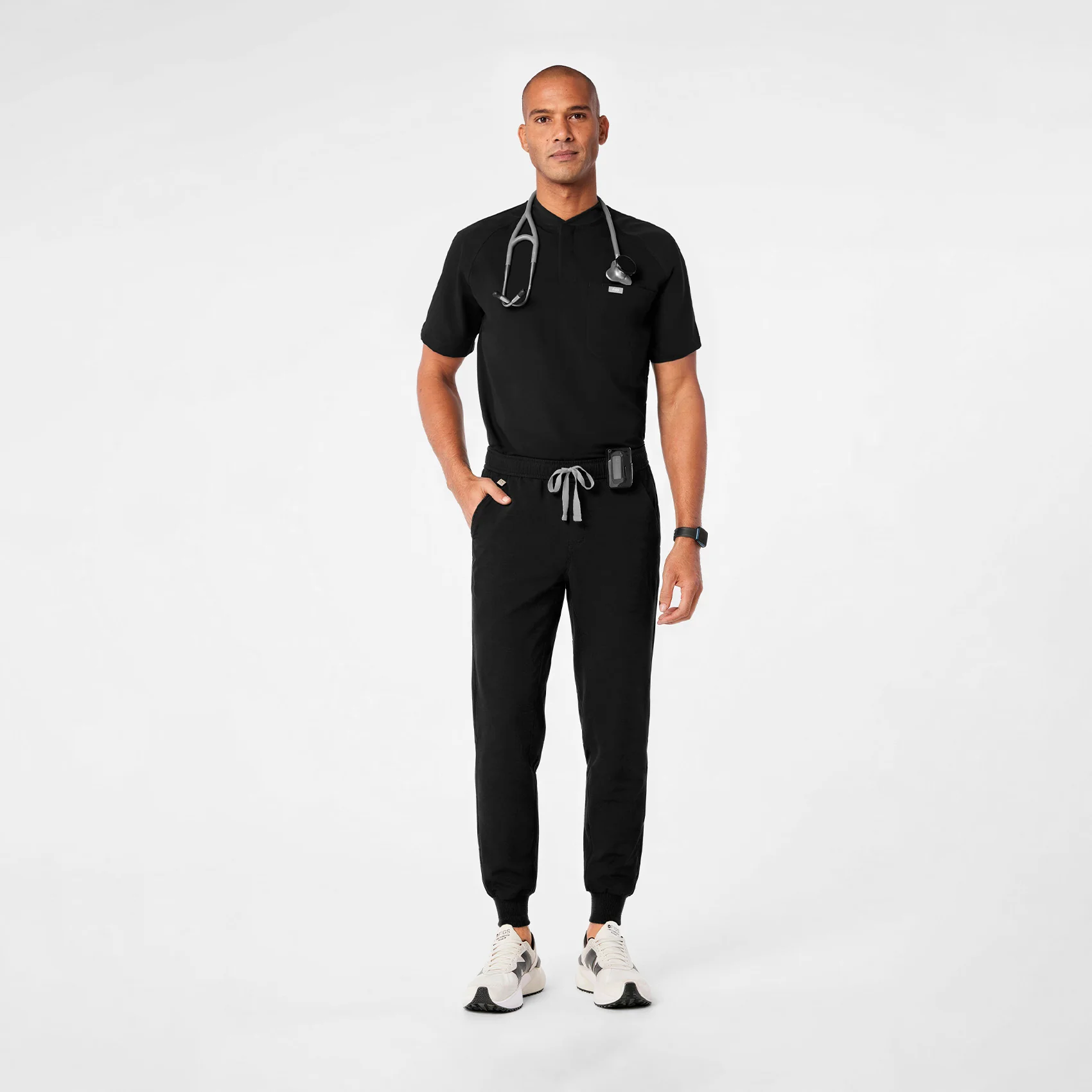 men's Black Stratton Henley - Shortsleeve Scrub Top - Image 3