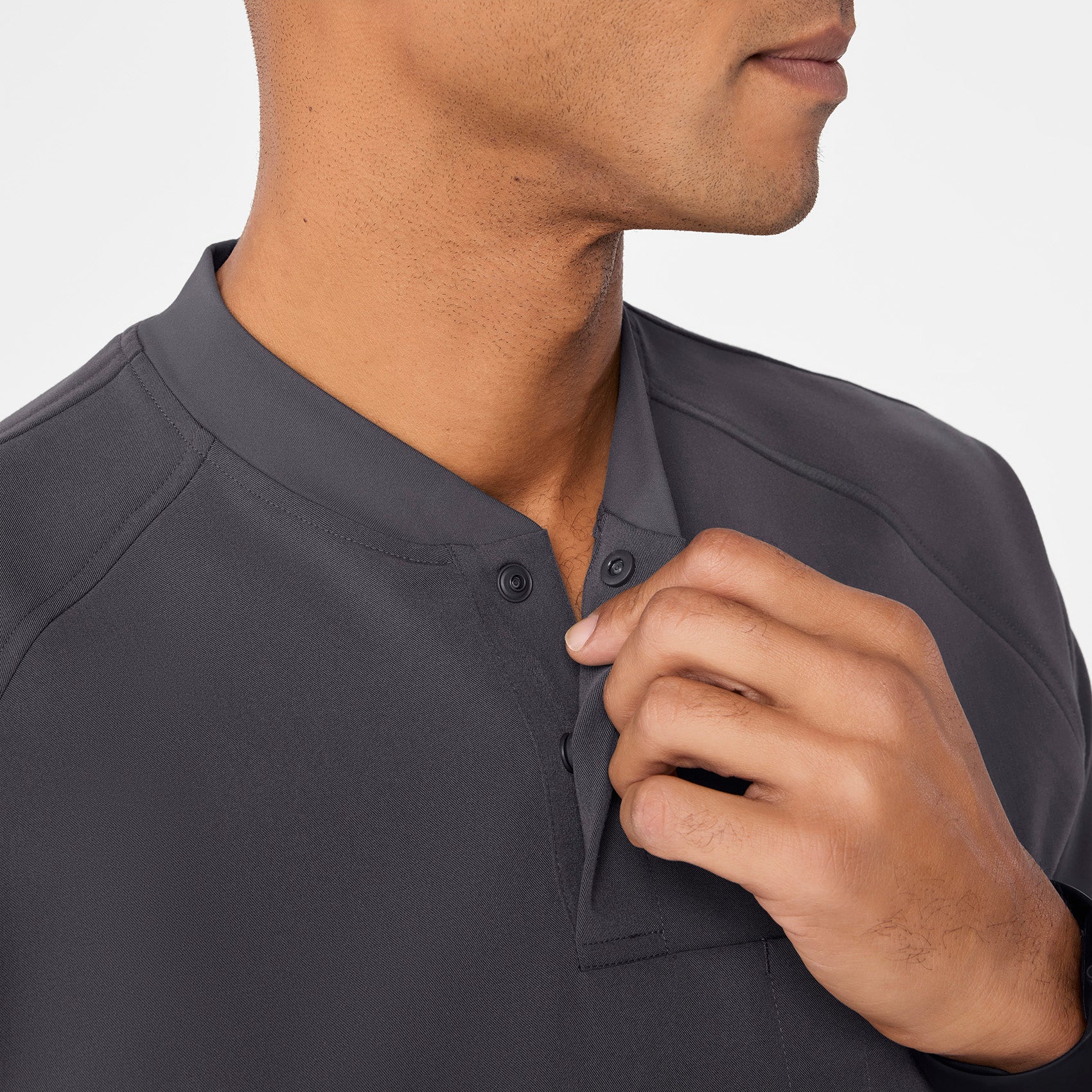 men's Charcoal Stratton Henley - Shortsleeve Scrub Top - Image 2