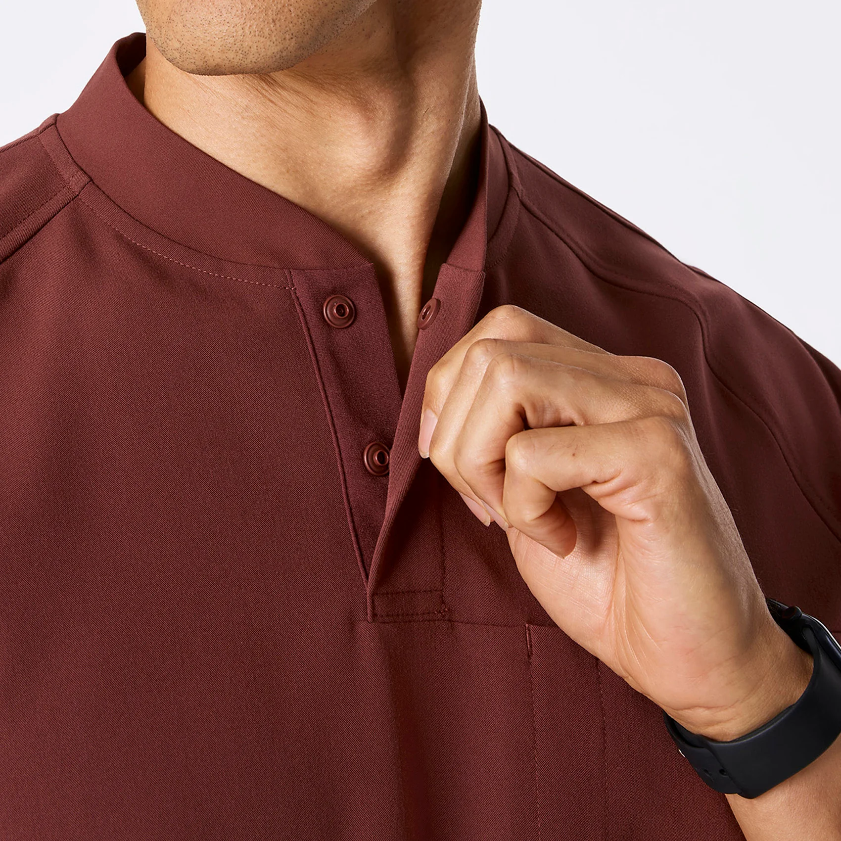 men's Walnut Stratton Henley - Shortsleeve Scrub Top - Image 2