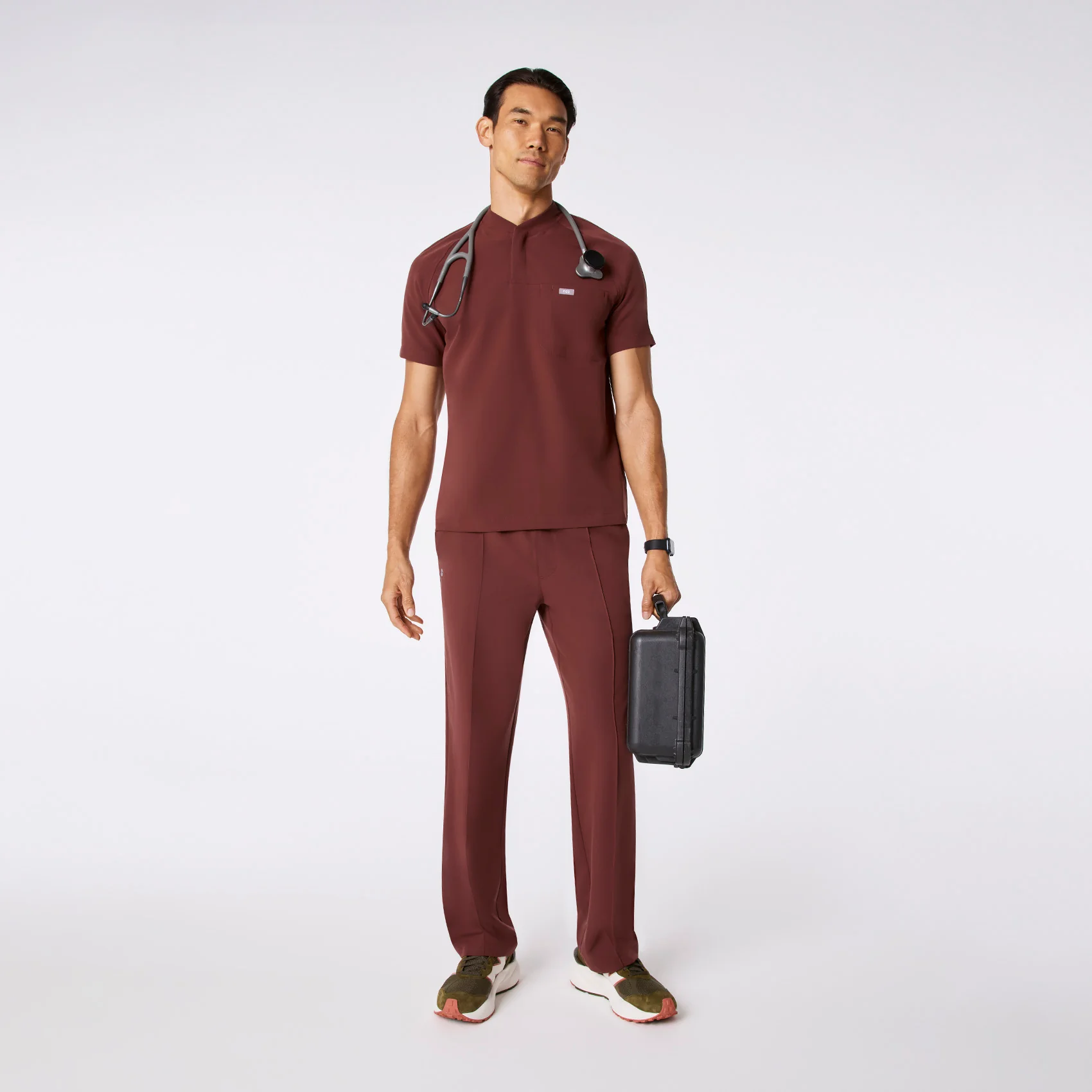 men's Walnut Stratton Henley - Shortsleeve Scrub Top - Image 3