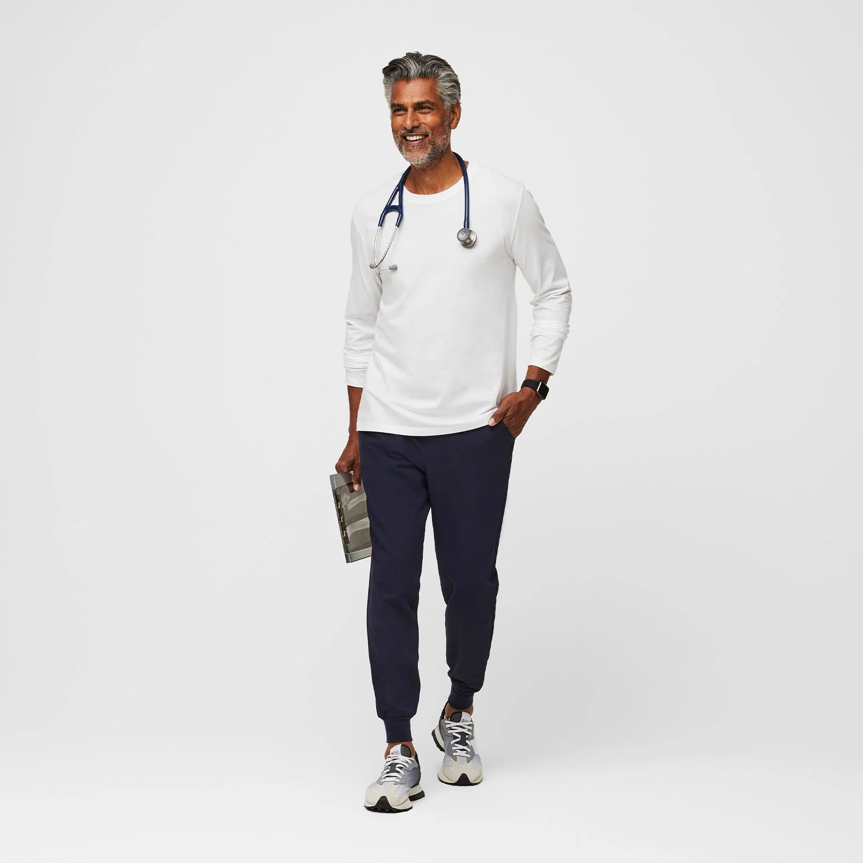 Men's White Supersoft - Longsleeve Underscrub - Image 2