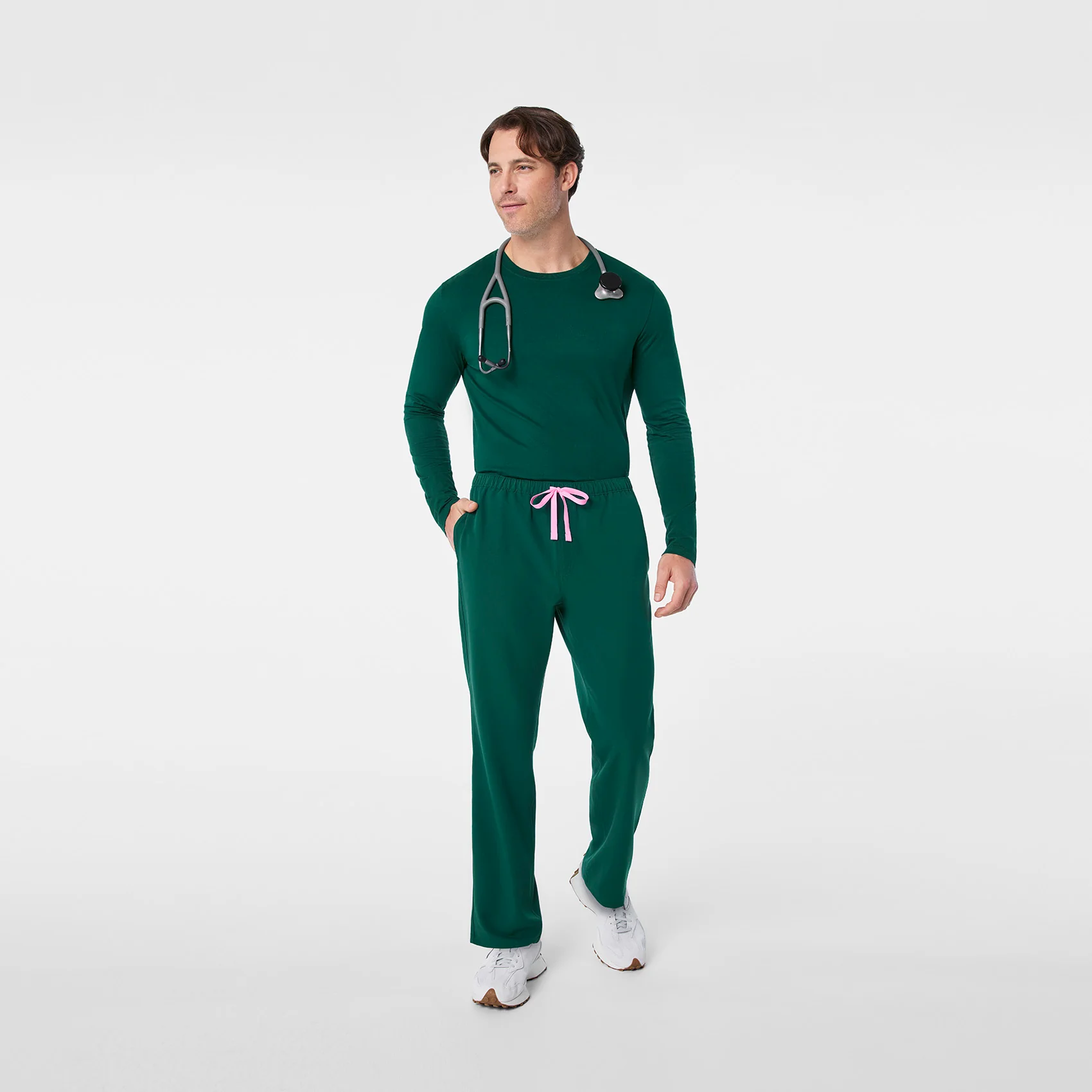 Men's Forest Green Supersoft - Longsleeve Underscrub - Image 2