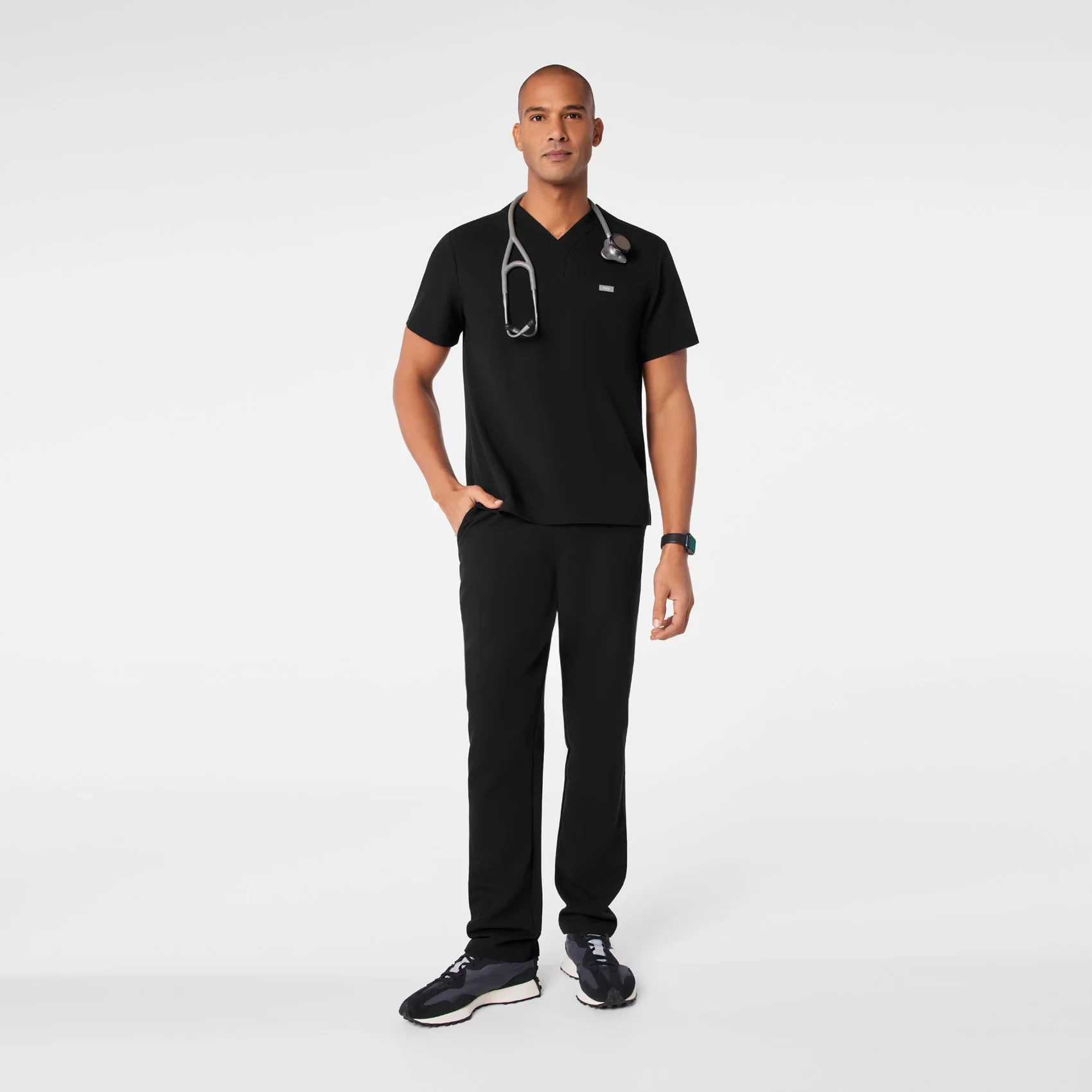 men's Black Surrey - V-Neck Scrub Top - Image 2