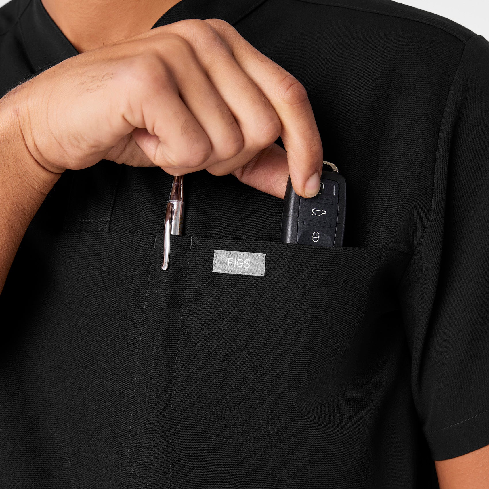 men's Black Surrey - V-Neck Scrub Top - Image 6