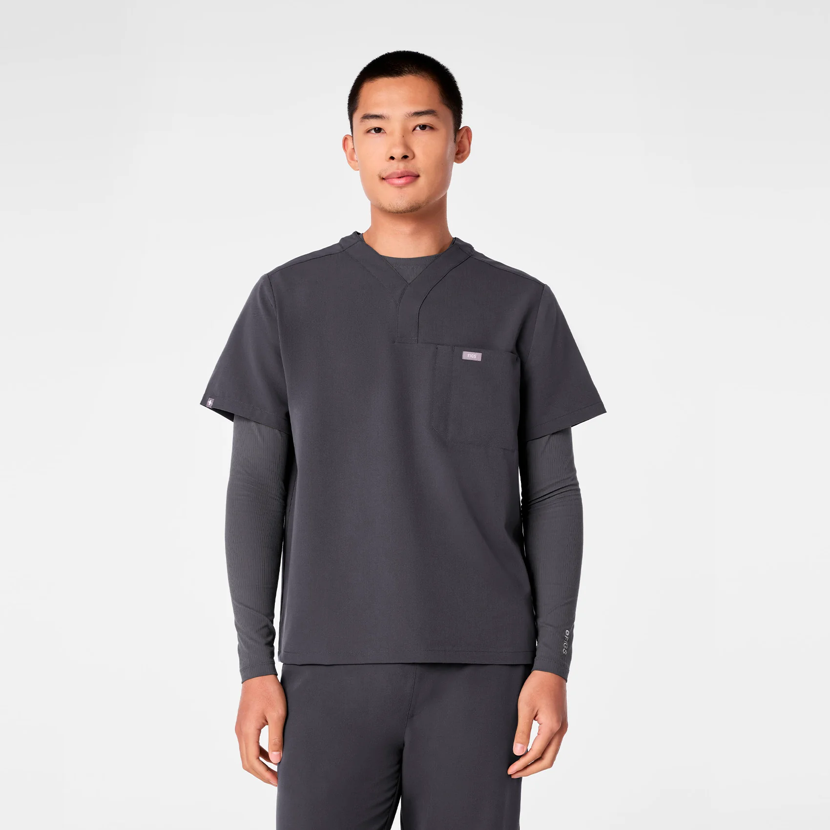 men's Charcoal Surrey - V-Neck Scrub Top
