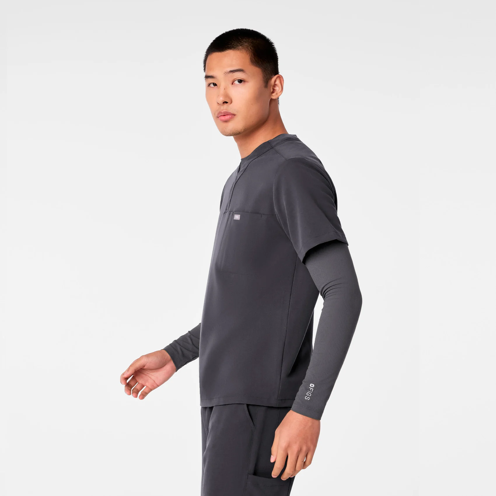 men's Charcoal Surrey - V-Neck Scrub Top - Image 3