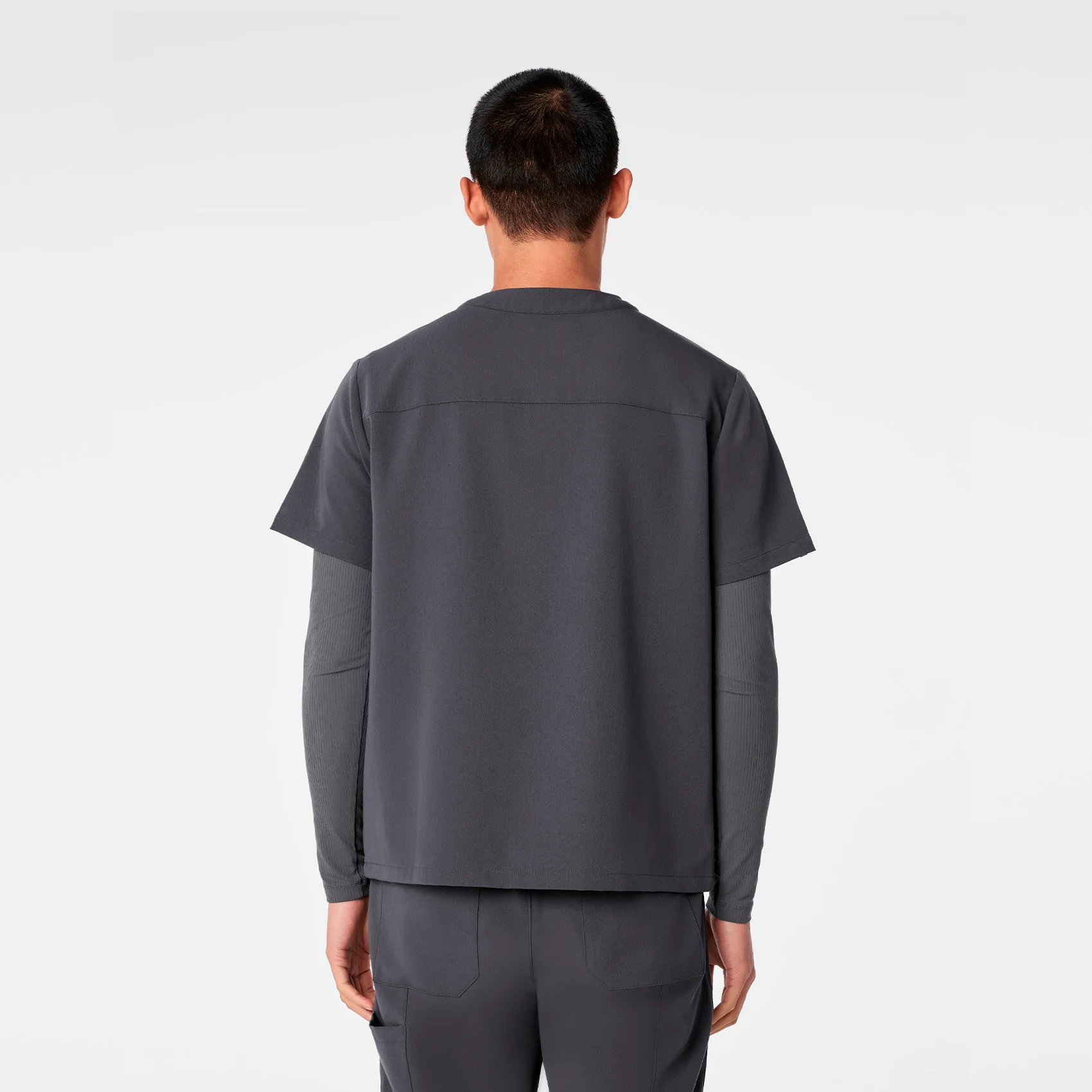 men's Charcoal Surrey - V-Neck Scrub Top - Image 4