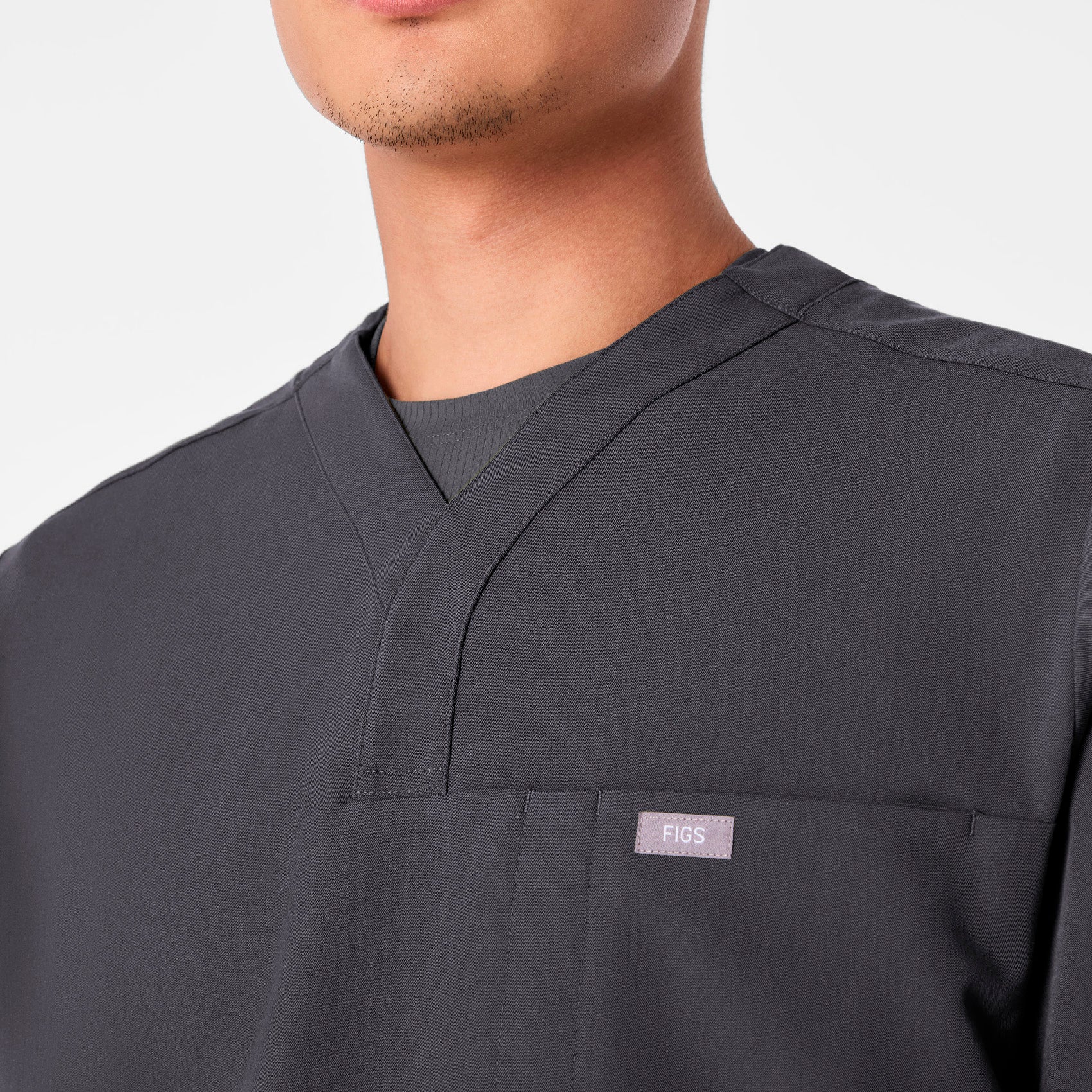 men's Charcoal Surrey - V-Neck Scrub Top - Image 5