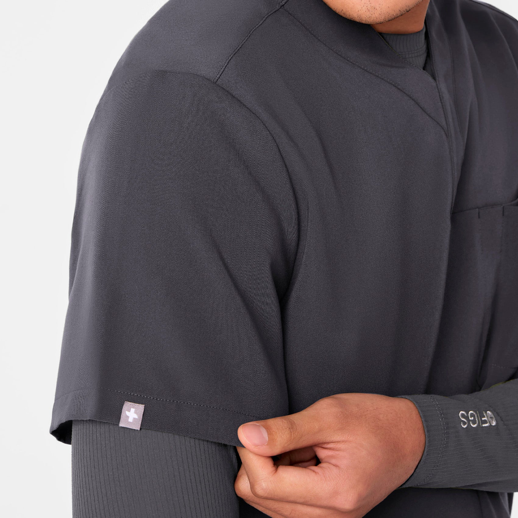 men's Charcoal Surrey - V-Neck Scrub Top - Image 6