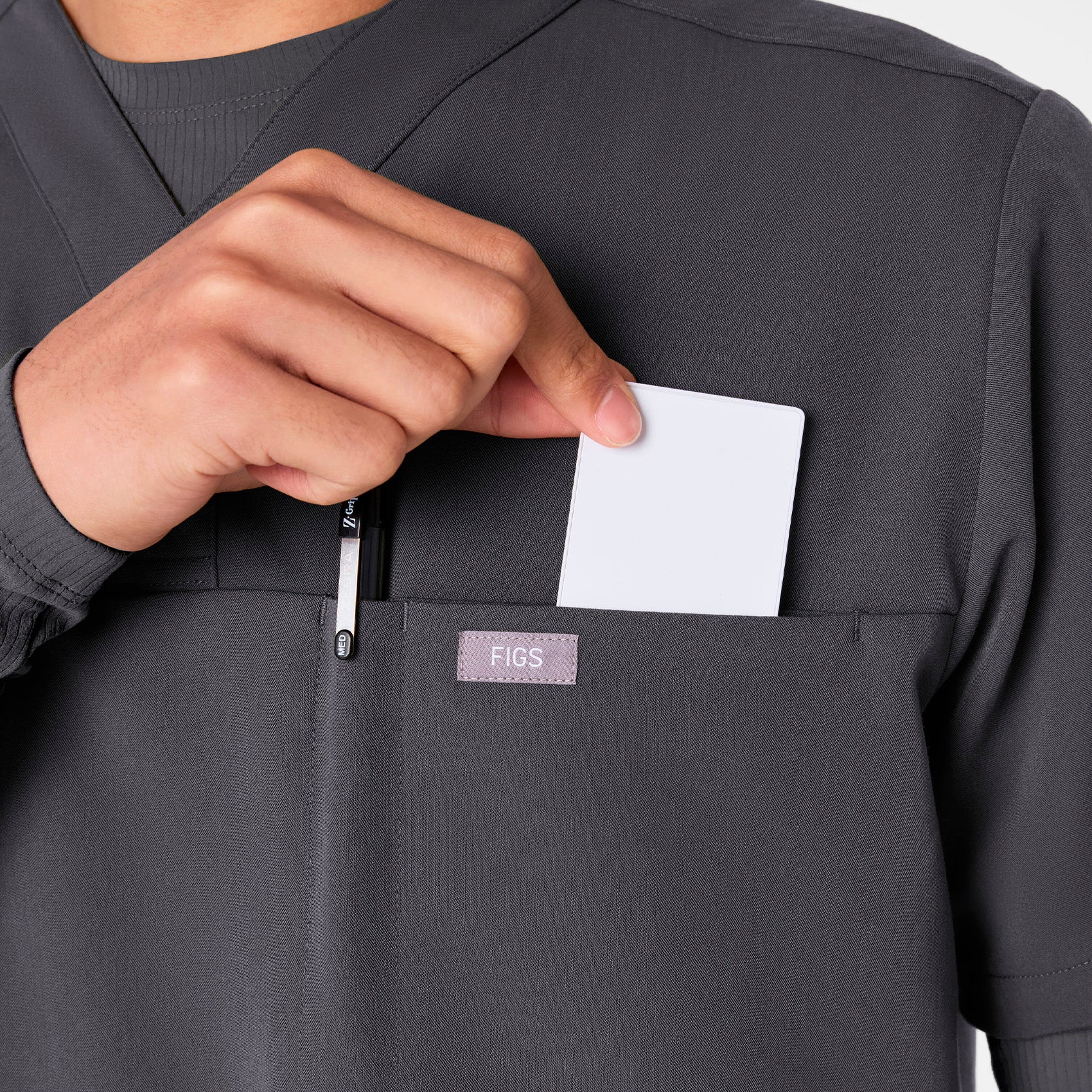 men's Charcoal Surrey - V-Neck Scrub Top - Image 7