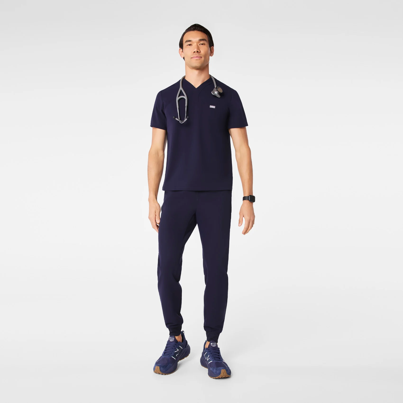 men's Navy Surrey - V-Neck Scrub Top - Image 2