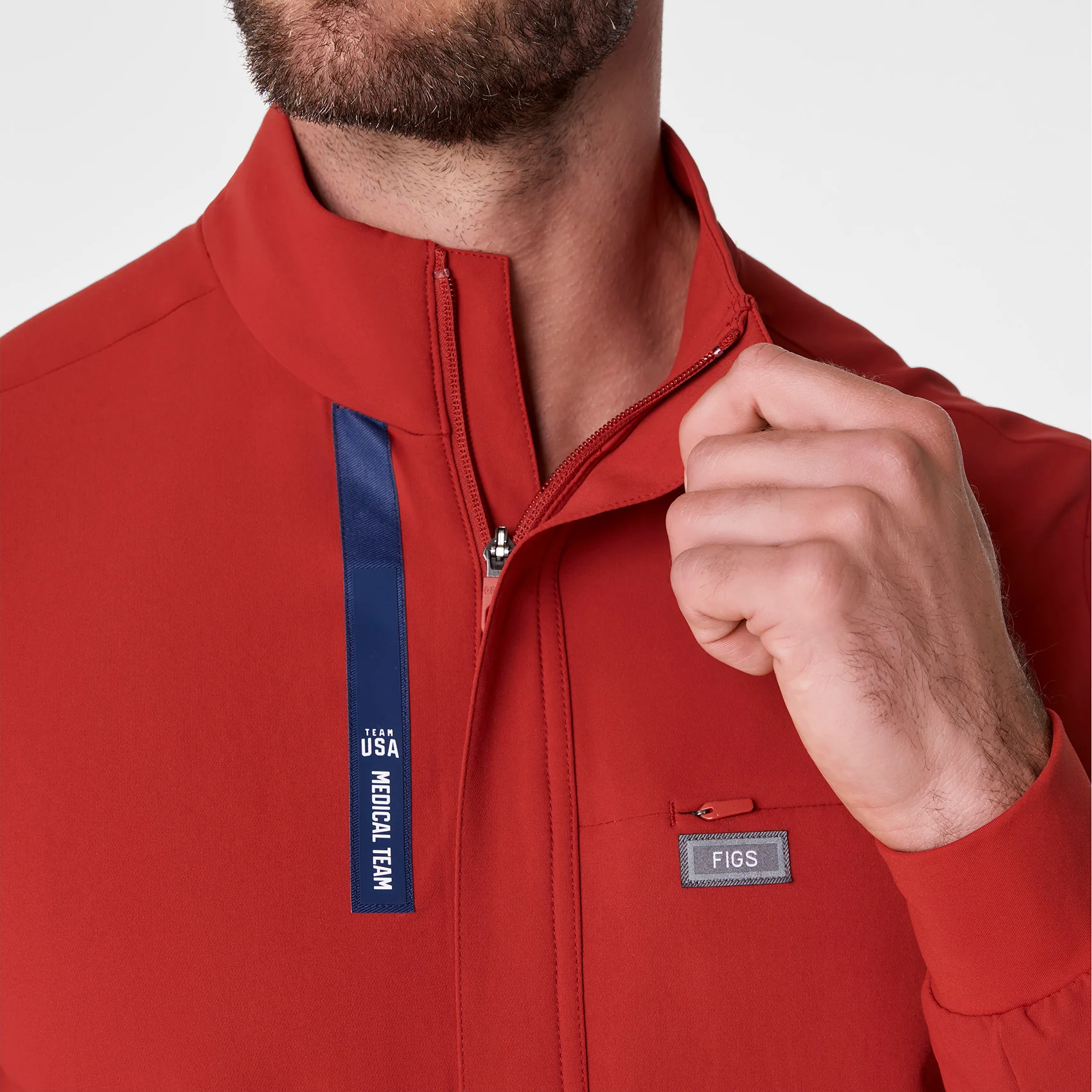 men's Team USA Red FIGS x Team USA FIBREx Mock Neck Longsleeve - Scrubjumpsuit™ - Image 6