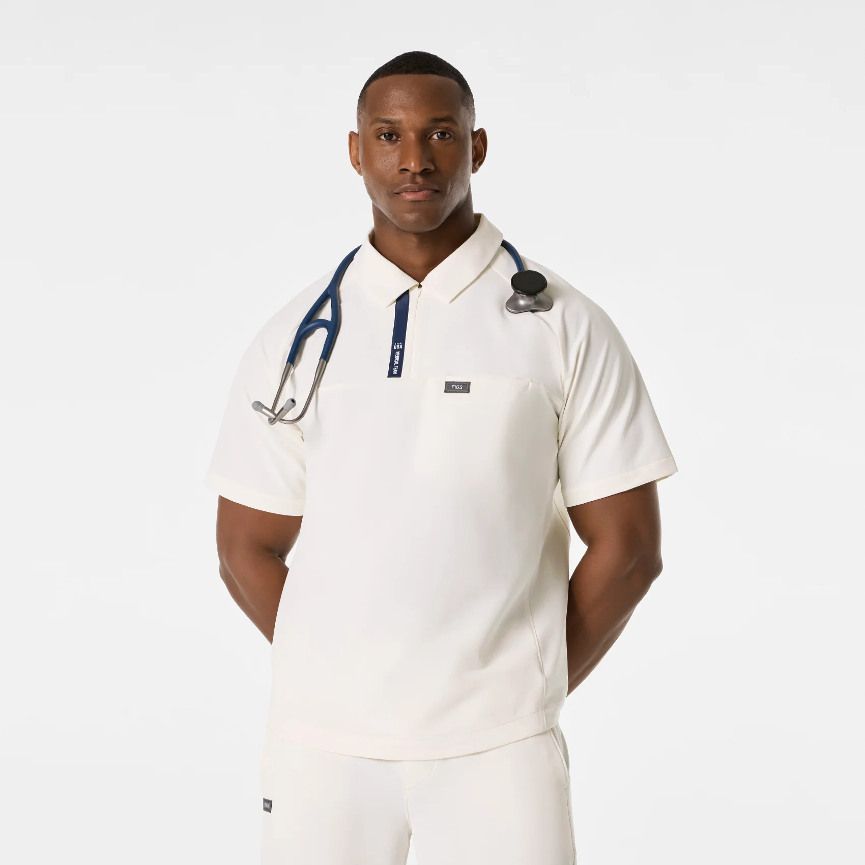 men's Off White FIGS x Team USA FIBREx Polo - Scrub Top
