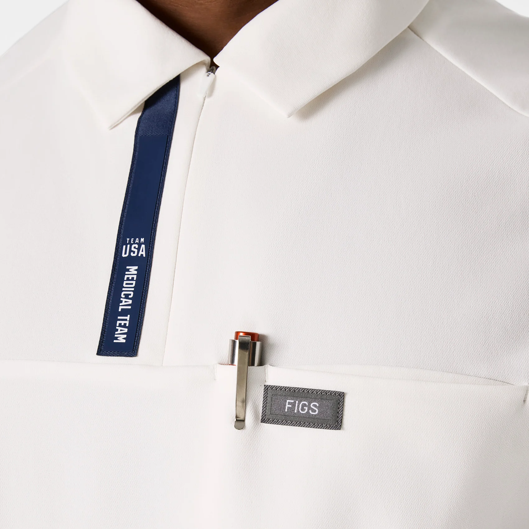 men's Off White FIGS x Team USA FIBREx Polo - Scrub Top - Image 7