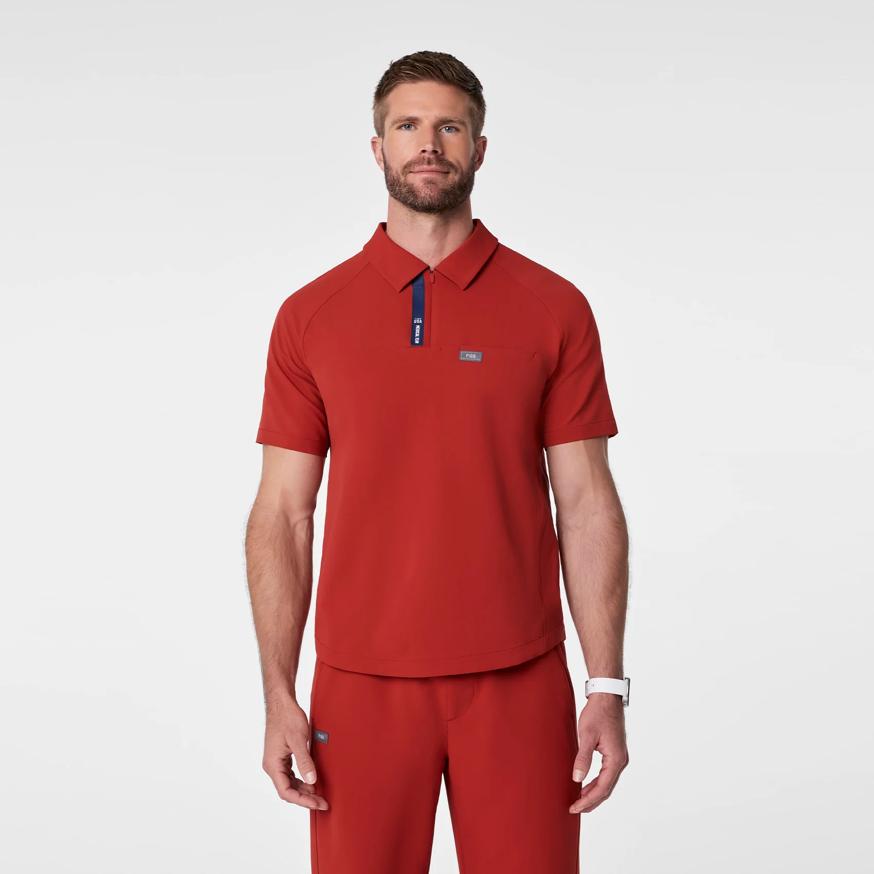 men's Team USA Red FIGS x Team USA FIBREx Polo - Scrub Top
