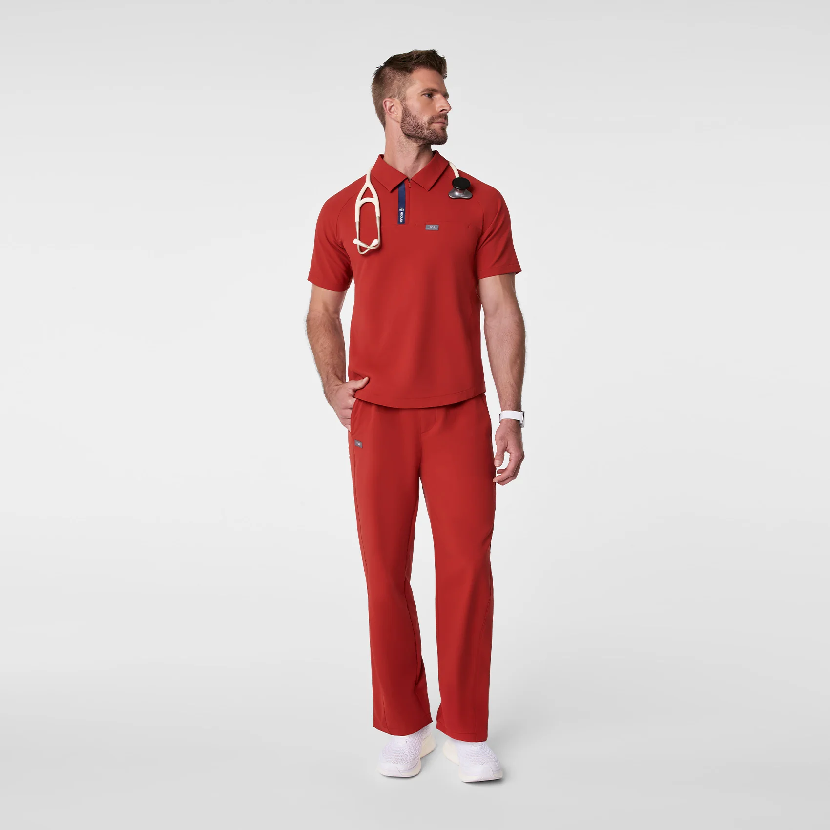 men's Team USA Red FIGS x Team USA FIBREx Polo - Scrub Top - Image 2