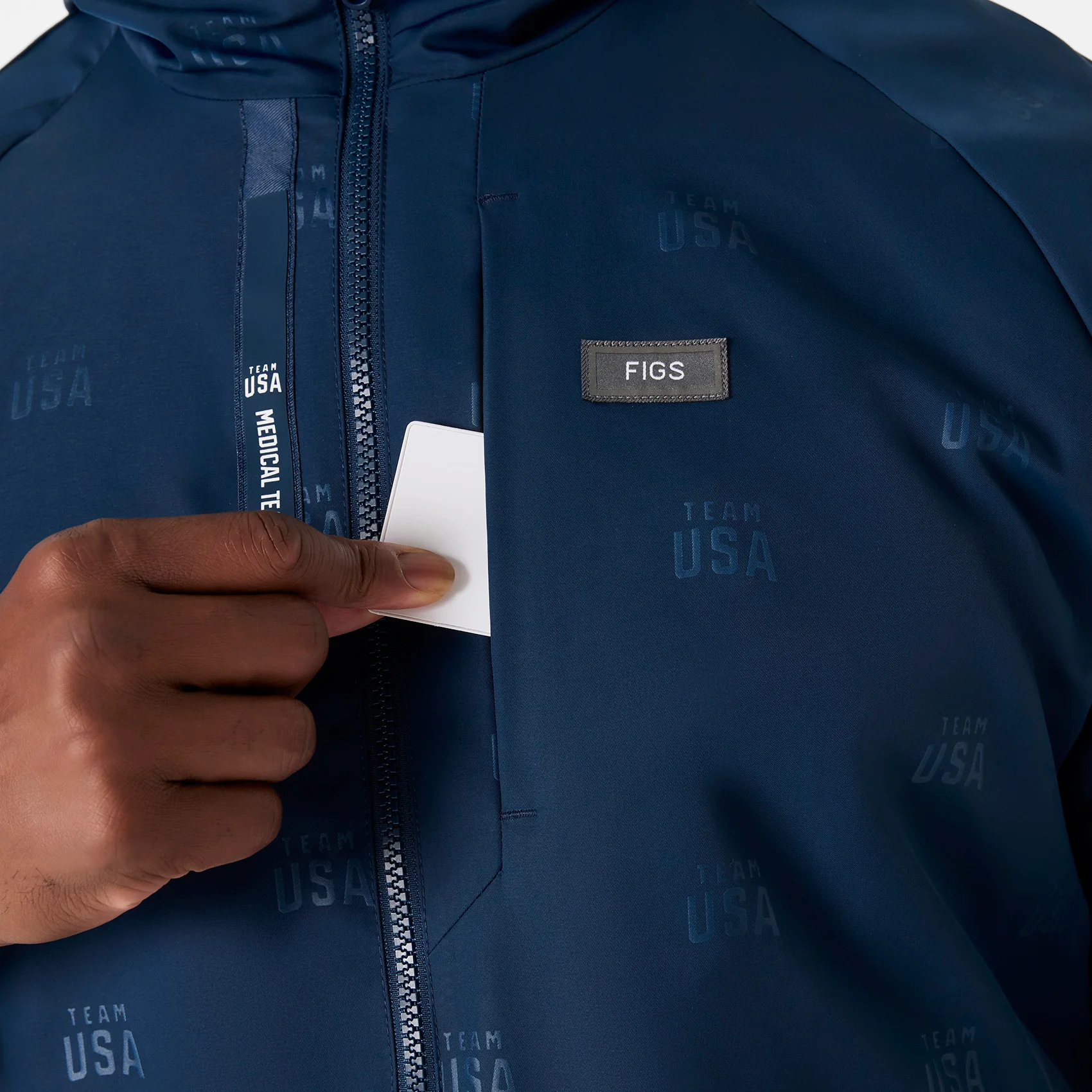 men's Team USA Blue FIGS x Team USA On-Shift Stadium Jacket™ - Image 6