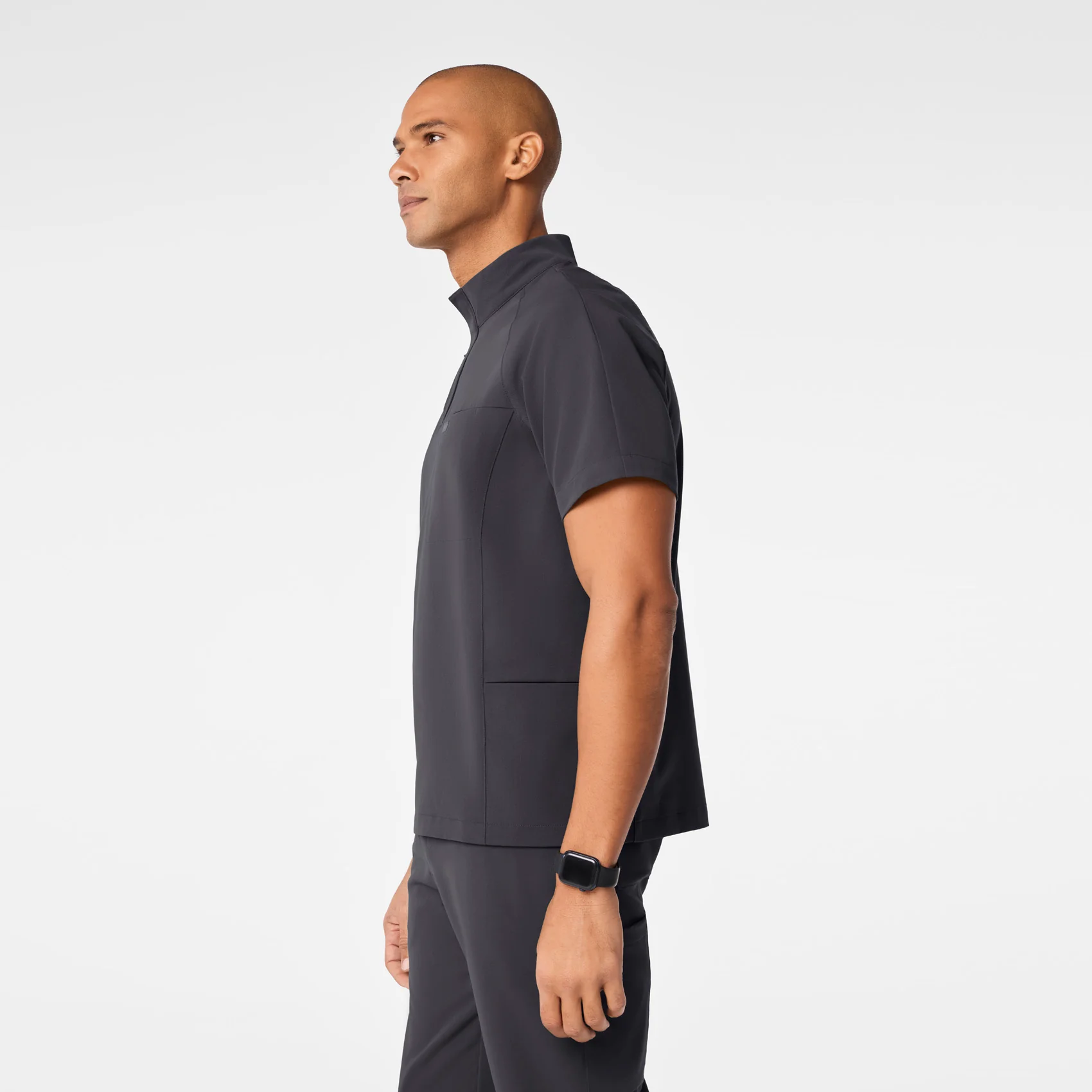 men's Charcoal Timmons - Mock Neck ¼ Zip Scrub Top - Image 4