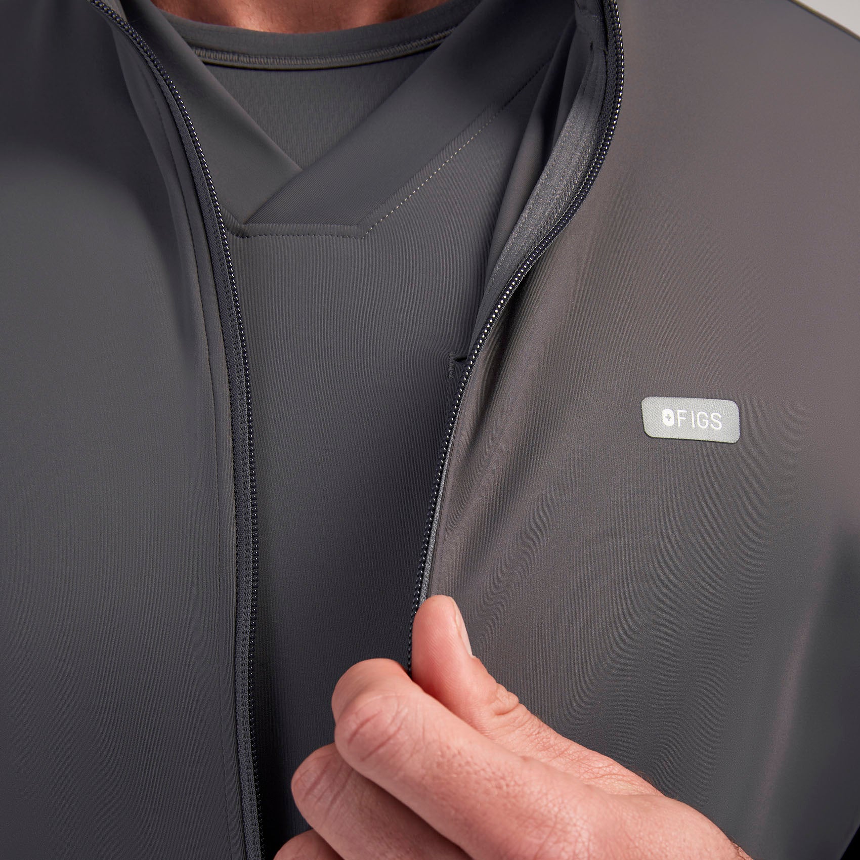 men's Charcoal Varzo FORMx Relaxed - Scrub Jacket™ - Image 8
