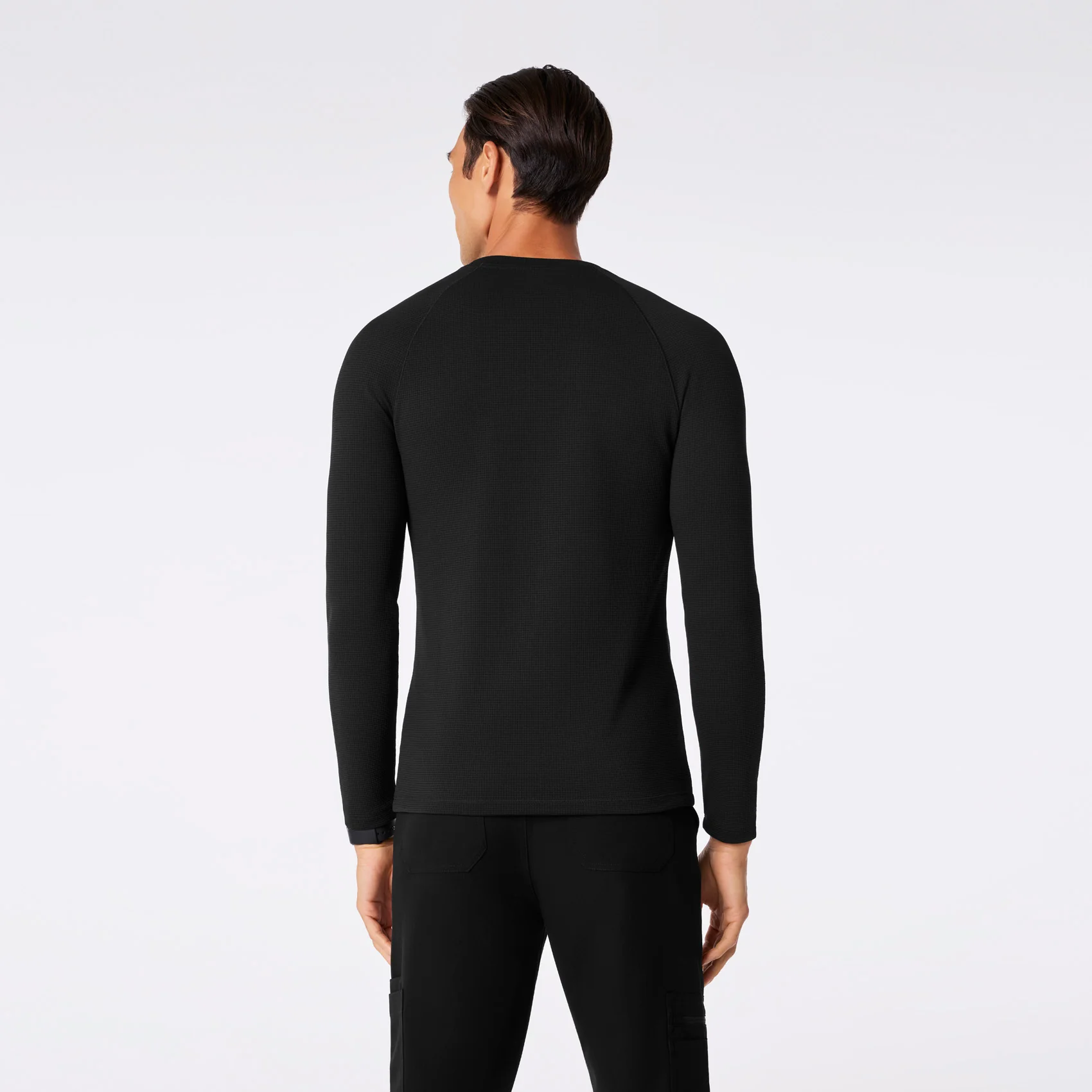 men's Black Waffle - Longsleeve Underscrub - Image 4