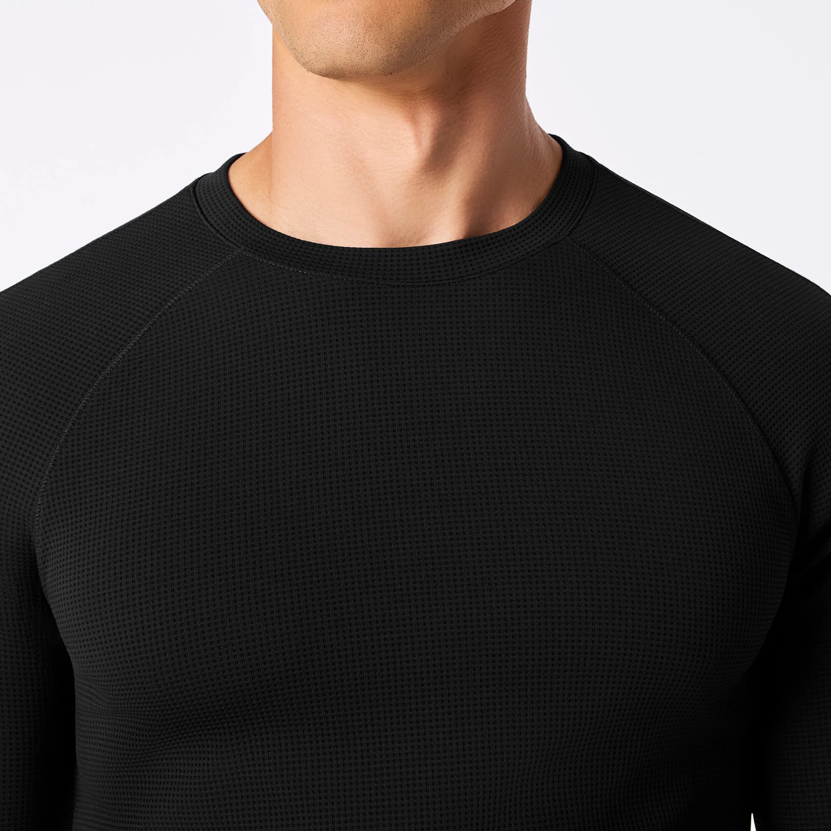 men's Black Waffle - Longsleeve Underscrub - Image 5