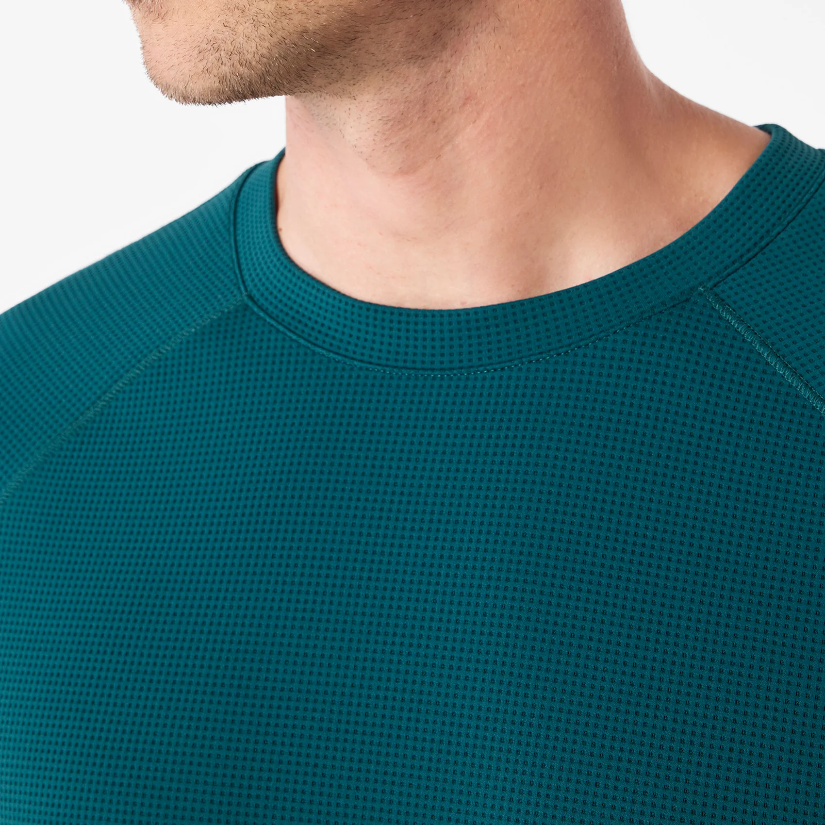 men's Caribbean Blue Waffle - Longsleeve Underscrub - Image 2