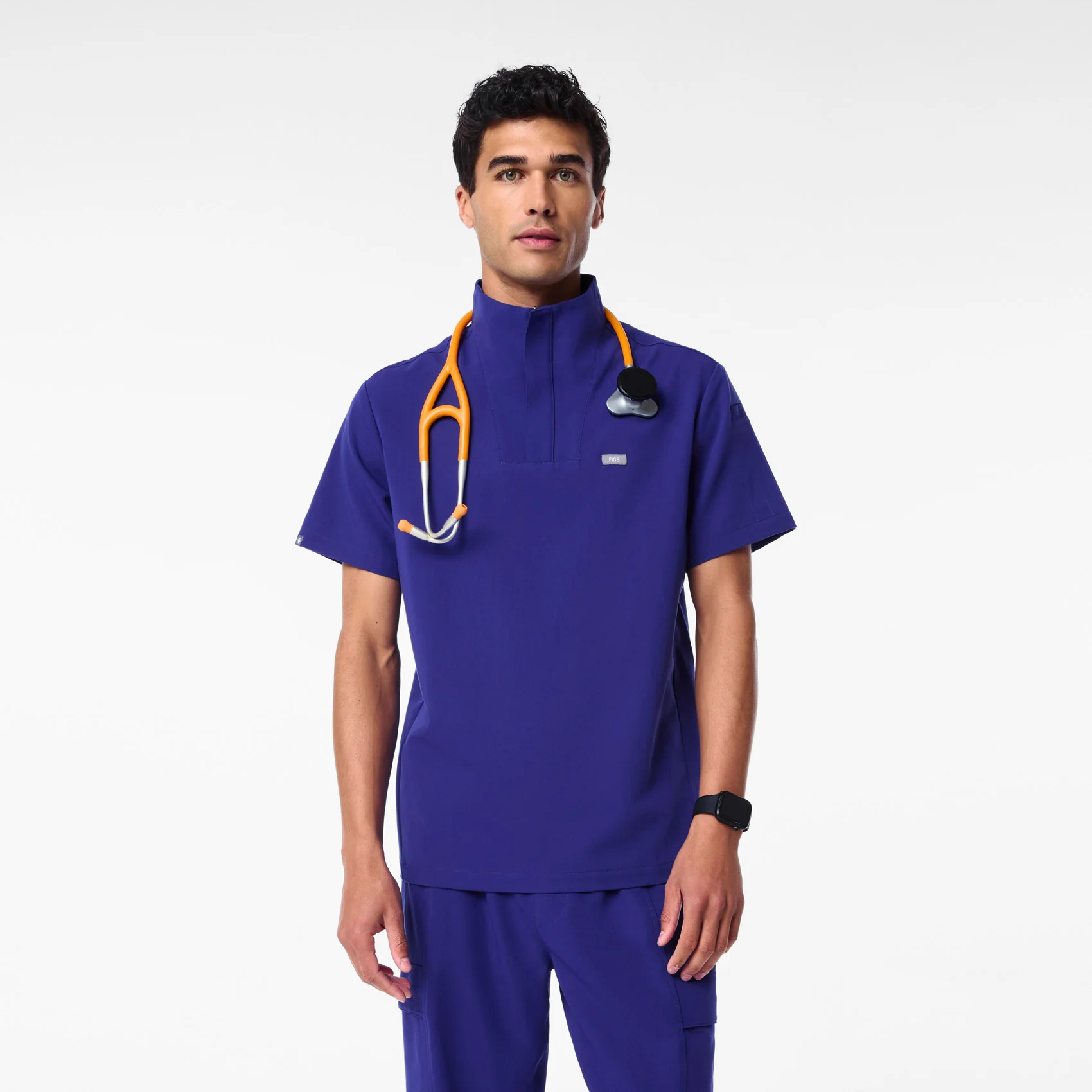 men's Deep Royal Blue Walden Mock Neck - Scrub Top