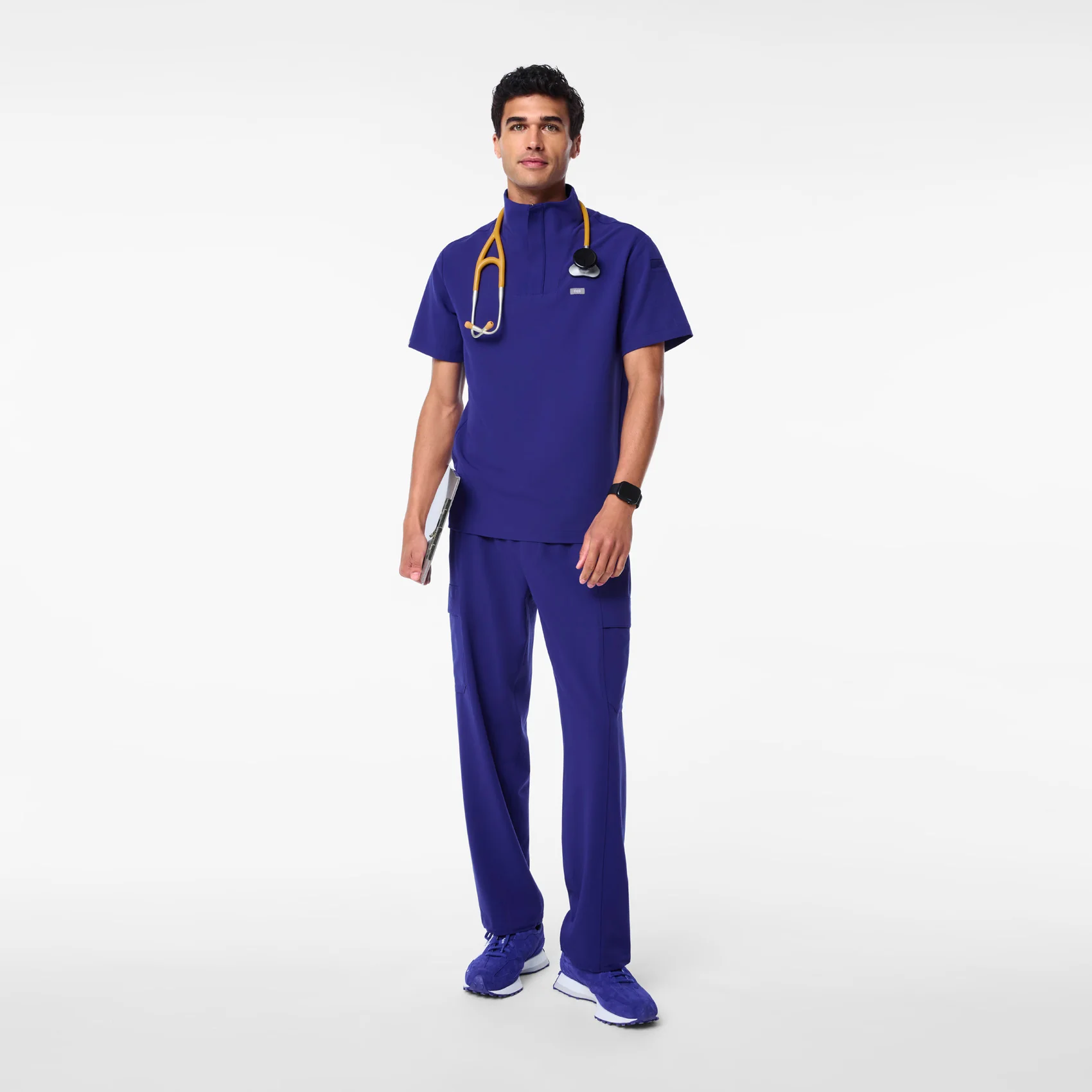 men's Deep Royal Blue Walden Mock Neck - Scrub Top - Image 2