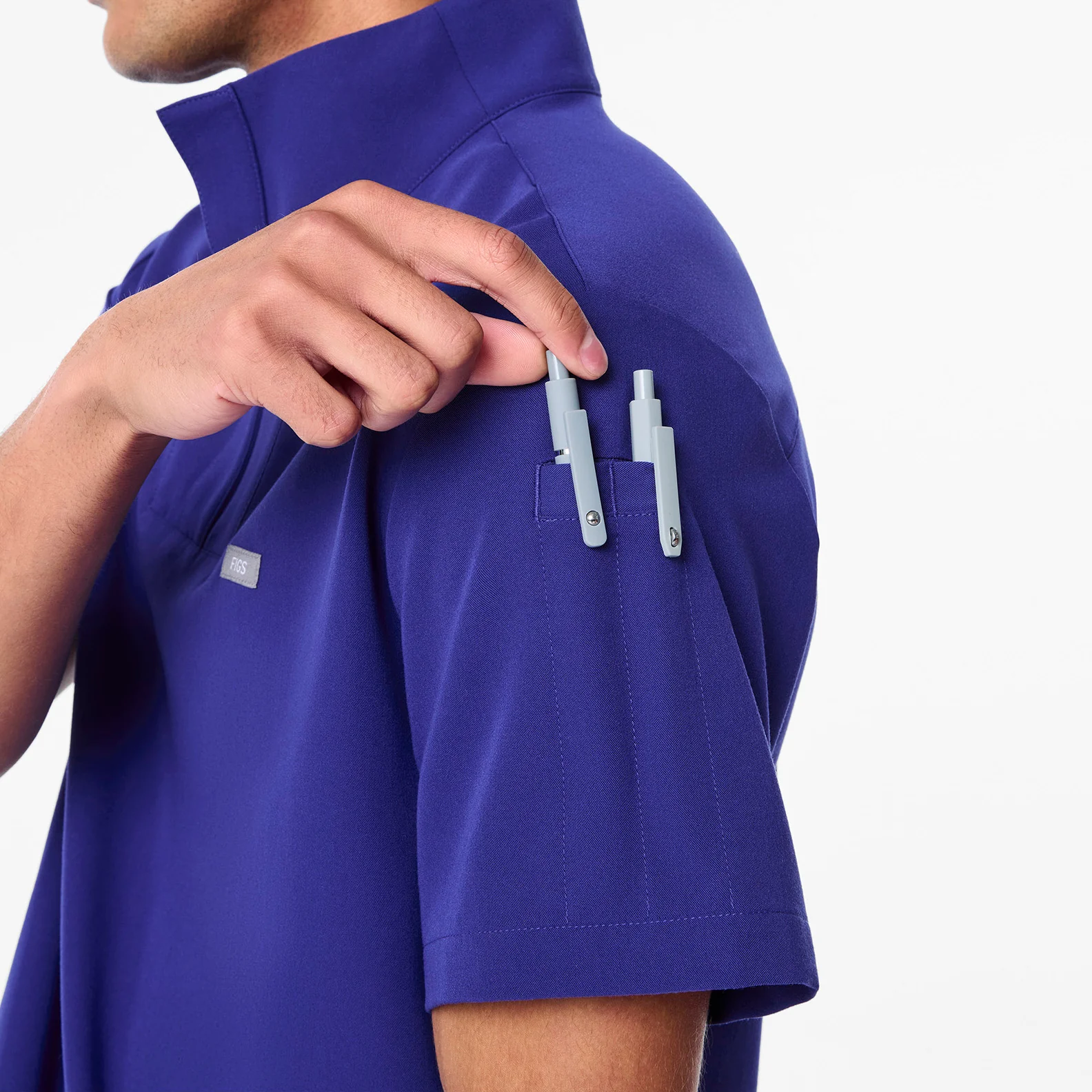 men's Deep Royal Blue Walden Mock Neck - Scrub Top - Image 7