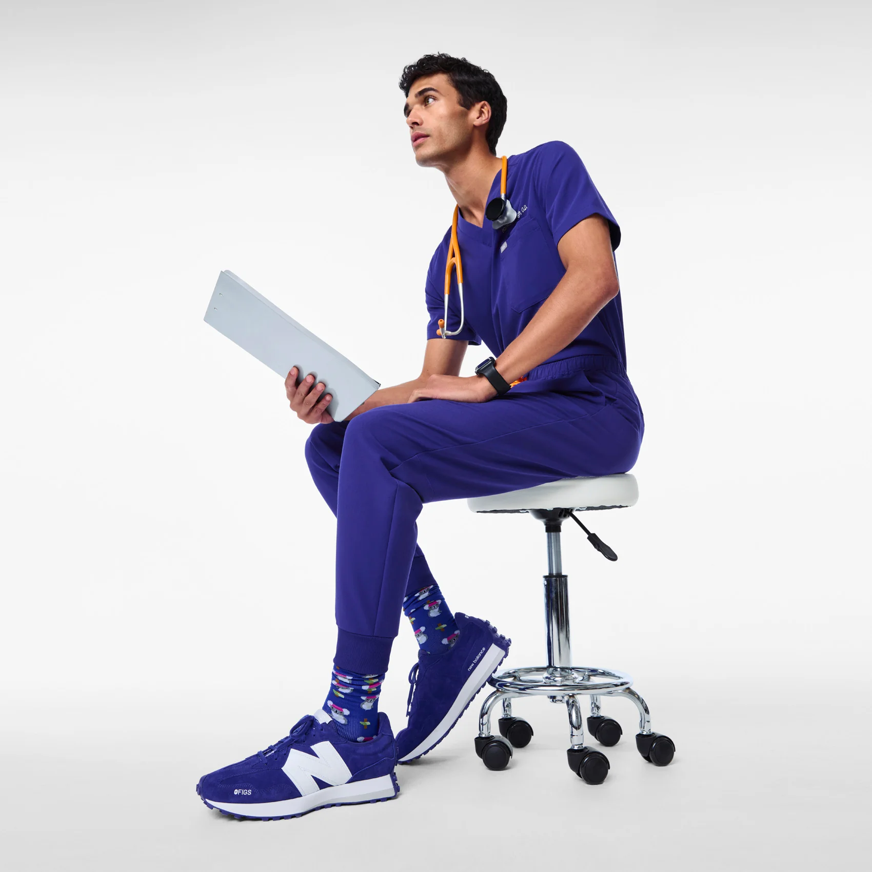 unisex Deep Royal Blue FIGS | New Balance 327 - Image 9