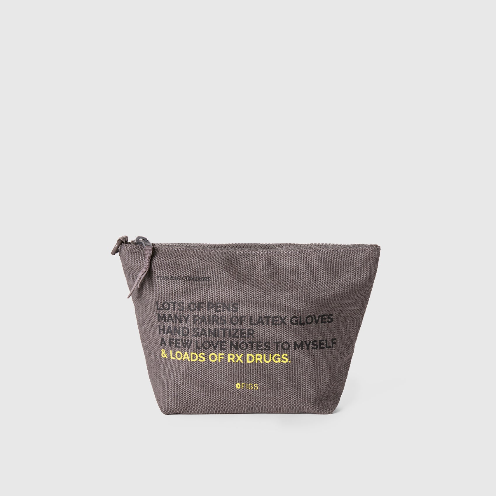 unisex Dark Gull Grey FIGS Canvas Pouch