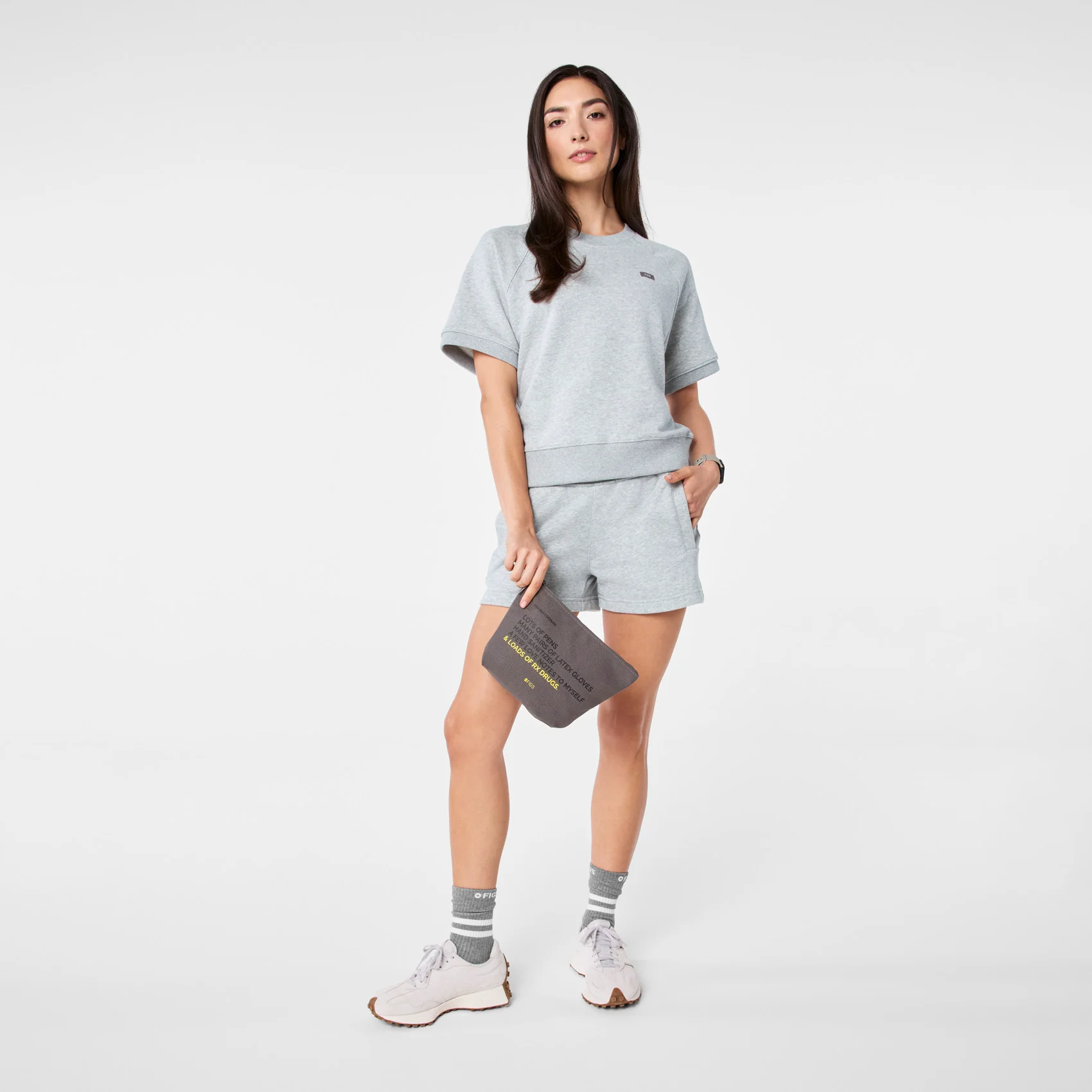 unisex Dark Gull Grey FIGS Canvas Pouch - Image 4