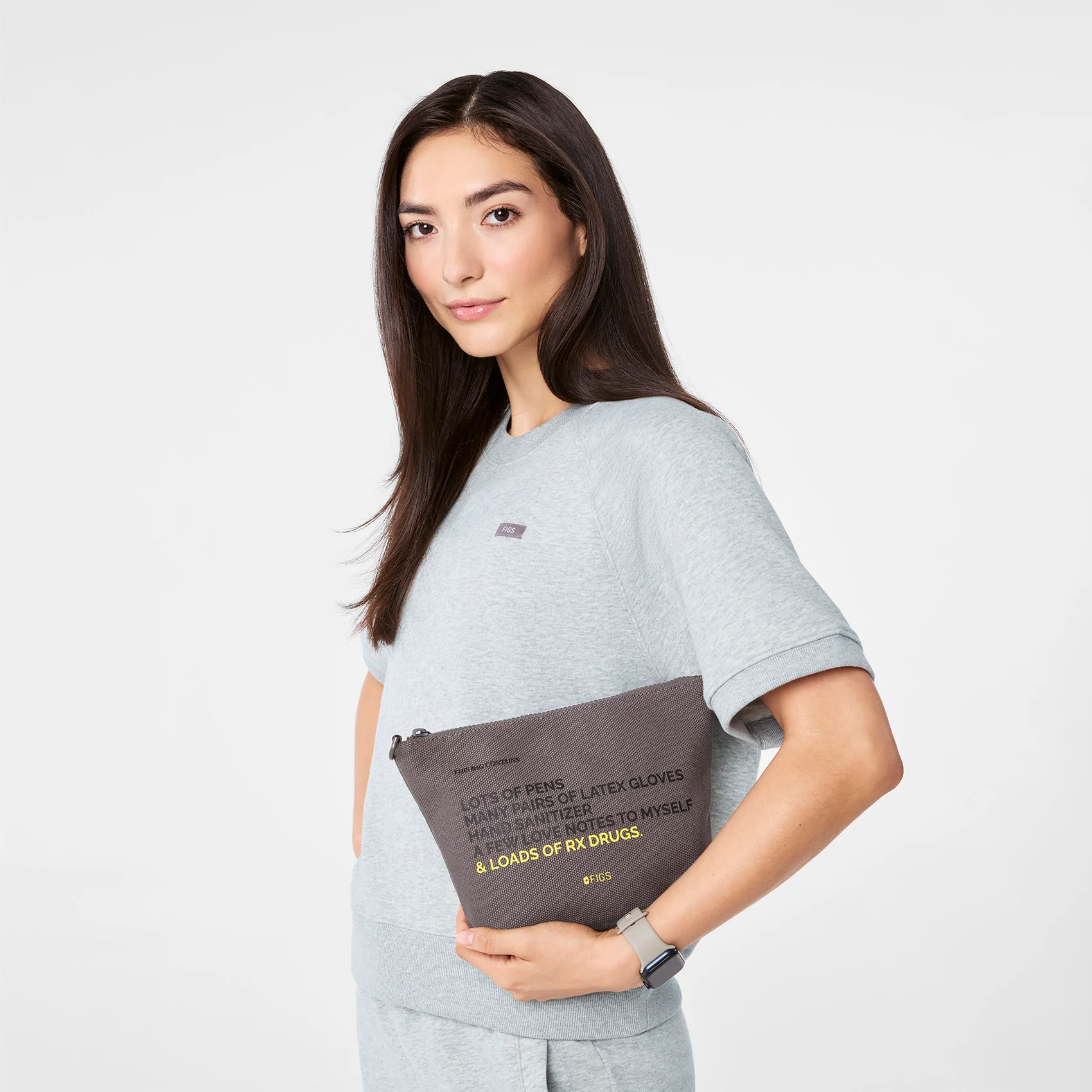 unisex Dark Gull Grey FIGS Canvas Pouch - Image 5