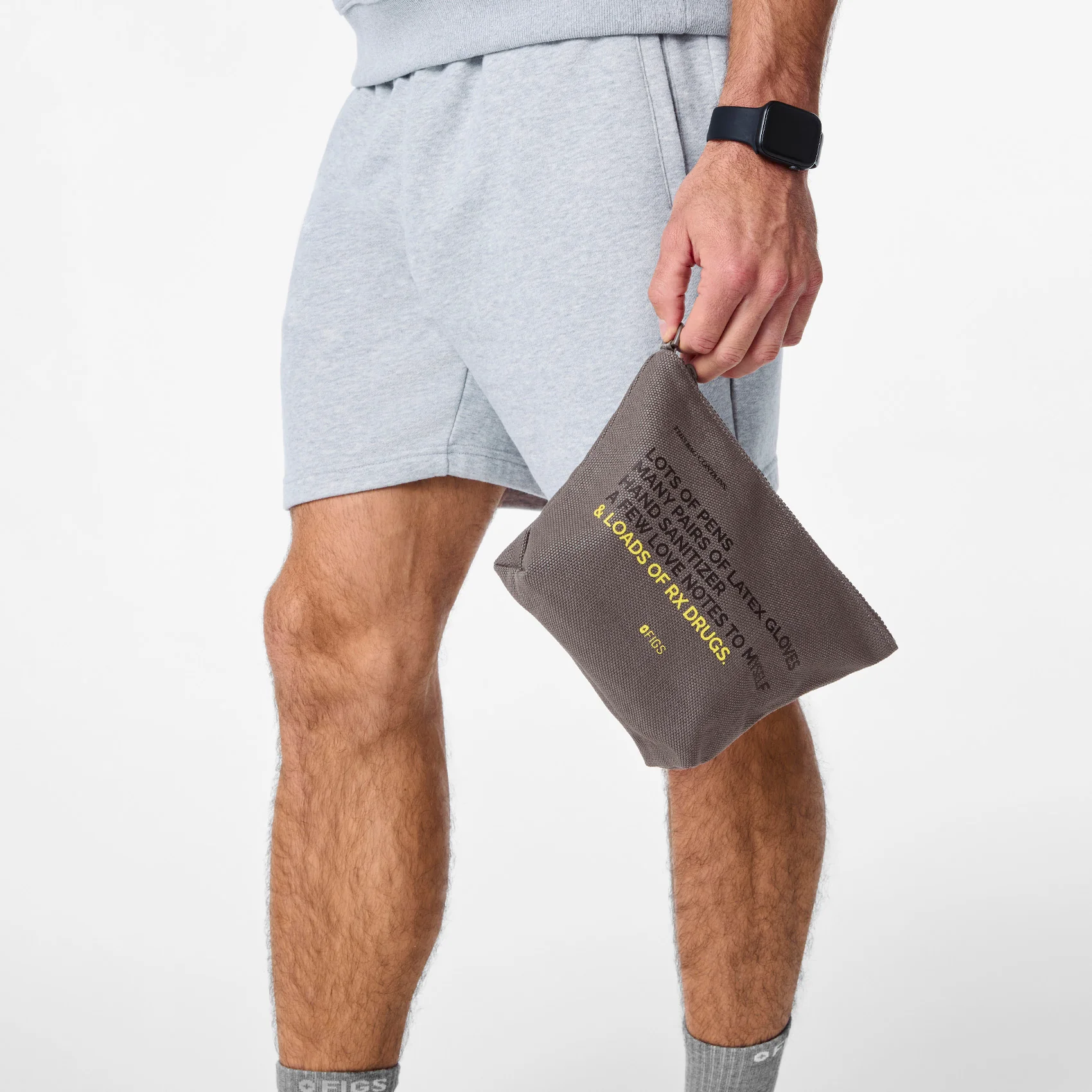 unisex Dark Gull Grey FIGS Canvas Pouch - Image 6