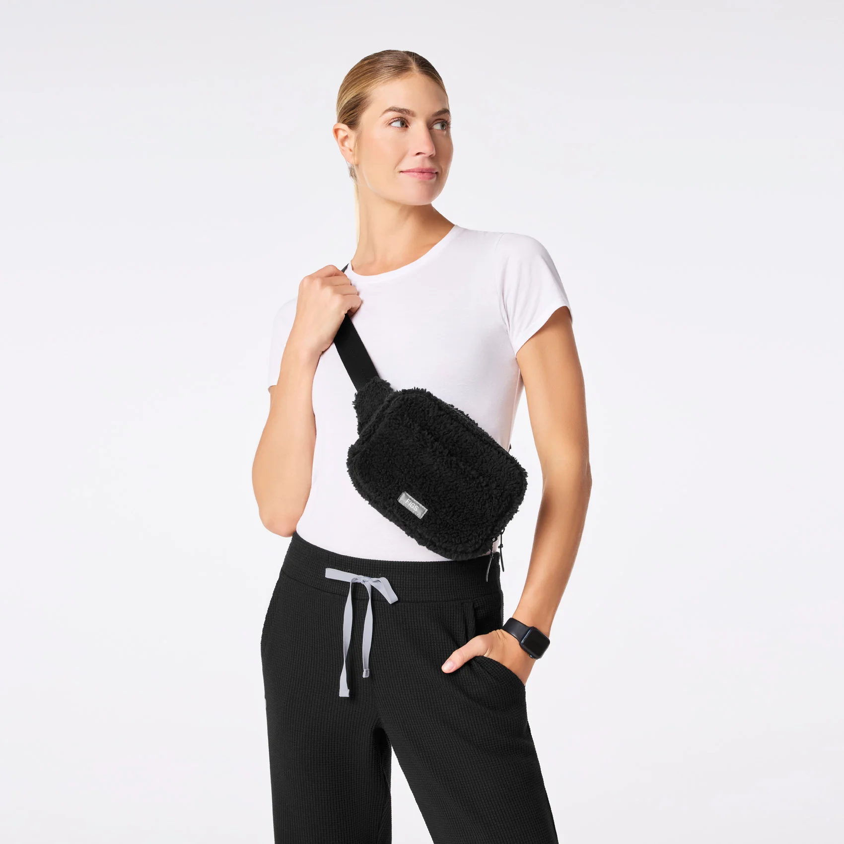 Black High Pile Belt Bag - Image 3