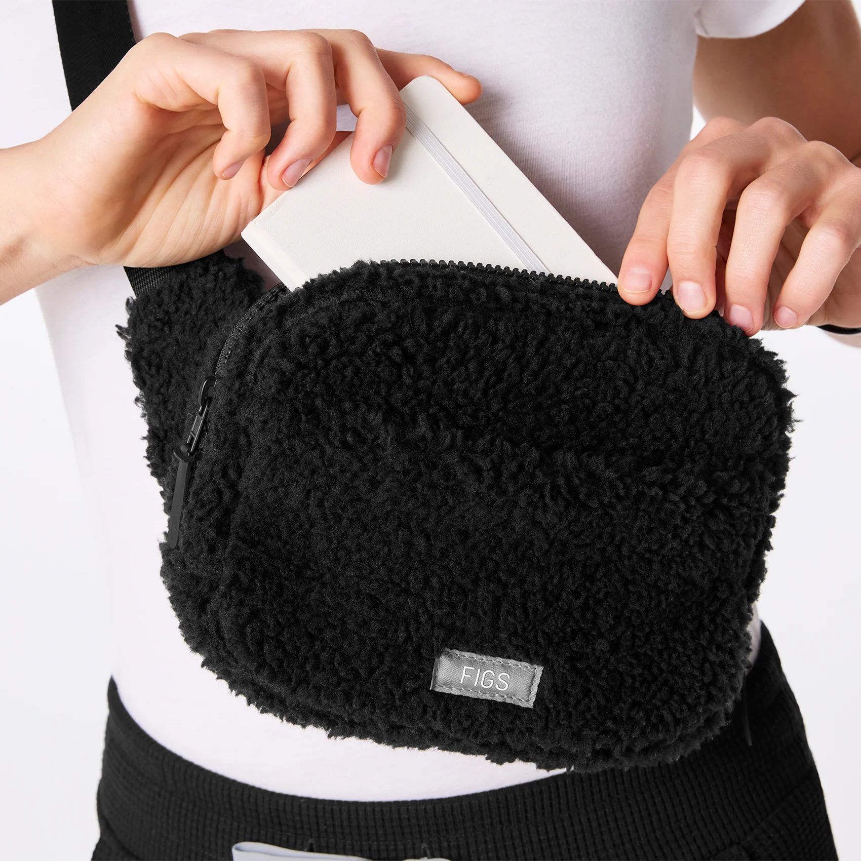 Black High Pile Belt Bag - Image 4