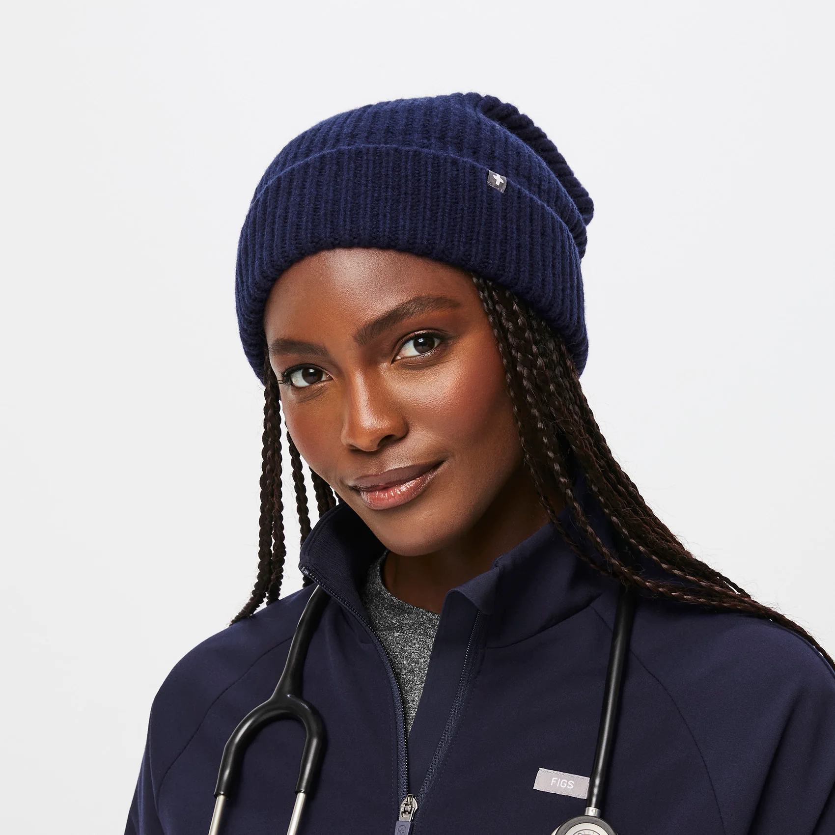 Navy Oversized Beanie - Image 3