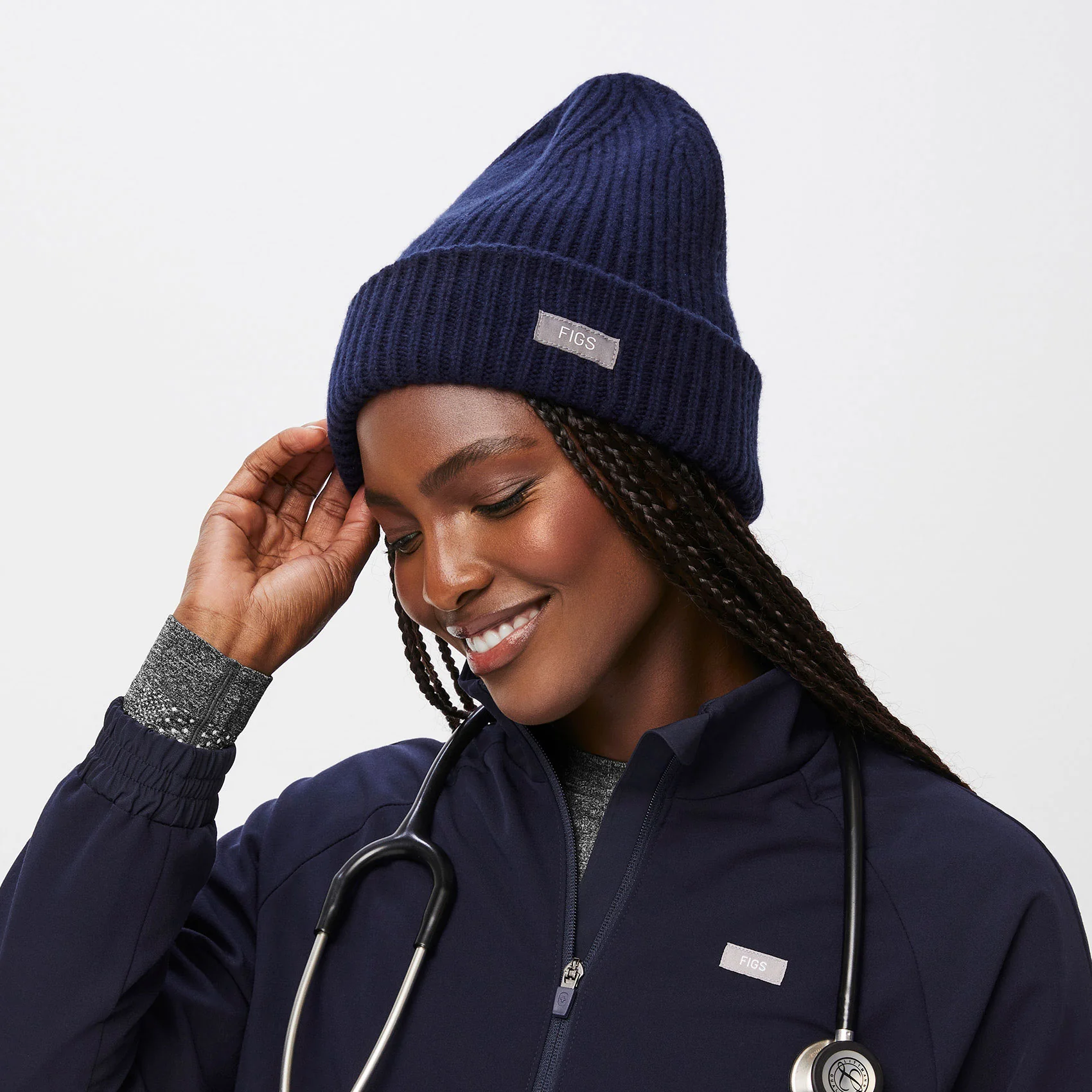 Navy Oversized Beanie - Image 6