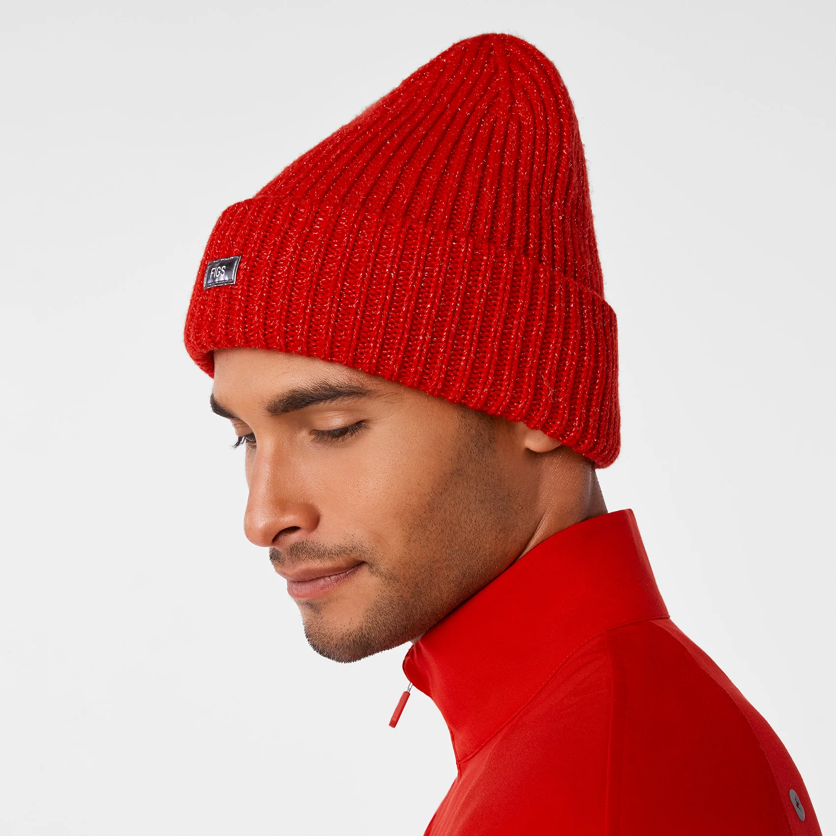 Winning Red Shimmer FIGS Logo Beanie - Image 5